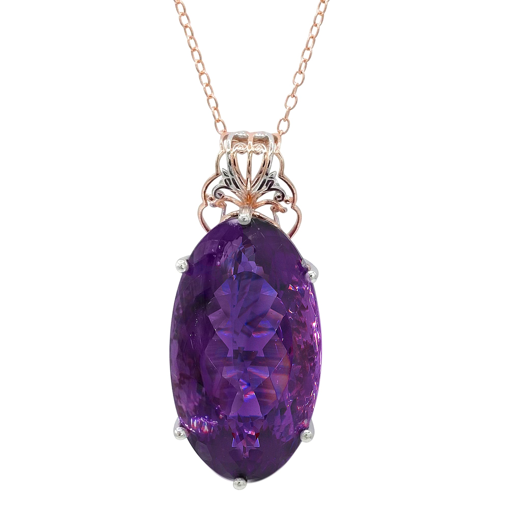 Couture Gems One-of-a-kind 18K Palladium Silver 59.75ctw Tanzanian Amethyst Honker Pendant