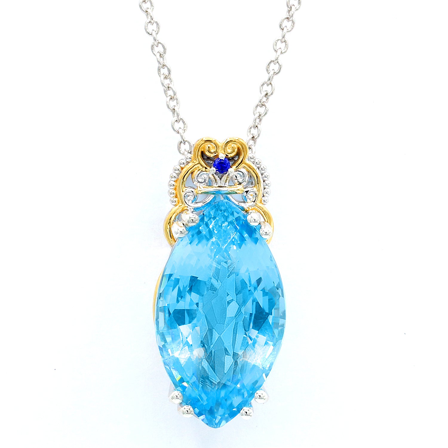 Couture Gems One-of-a-Kind 25.03ctw Blue Topaz & Cobalt Blue Spinel Pendant