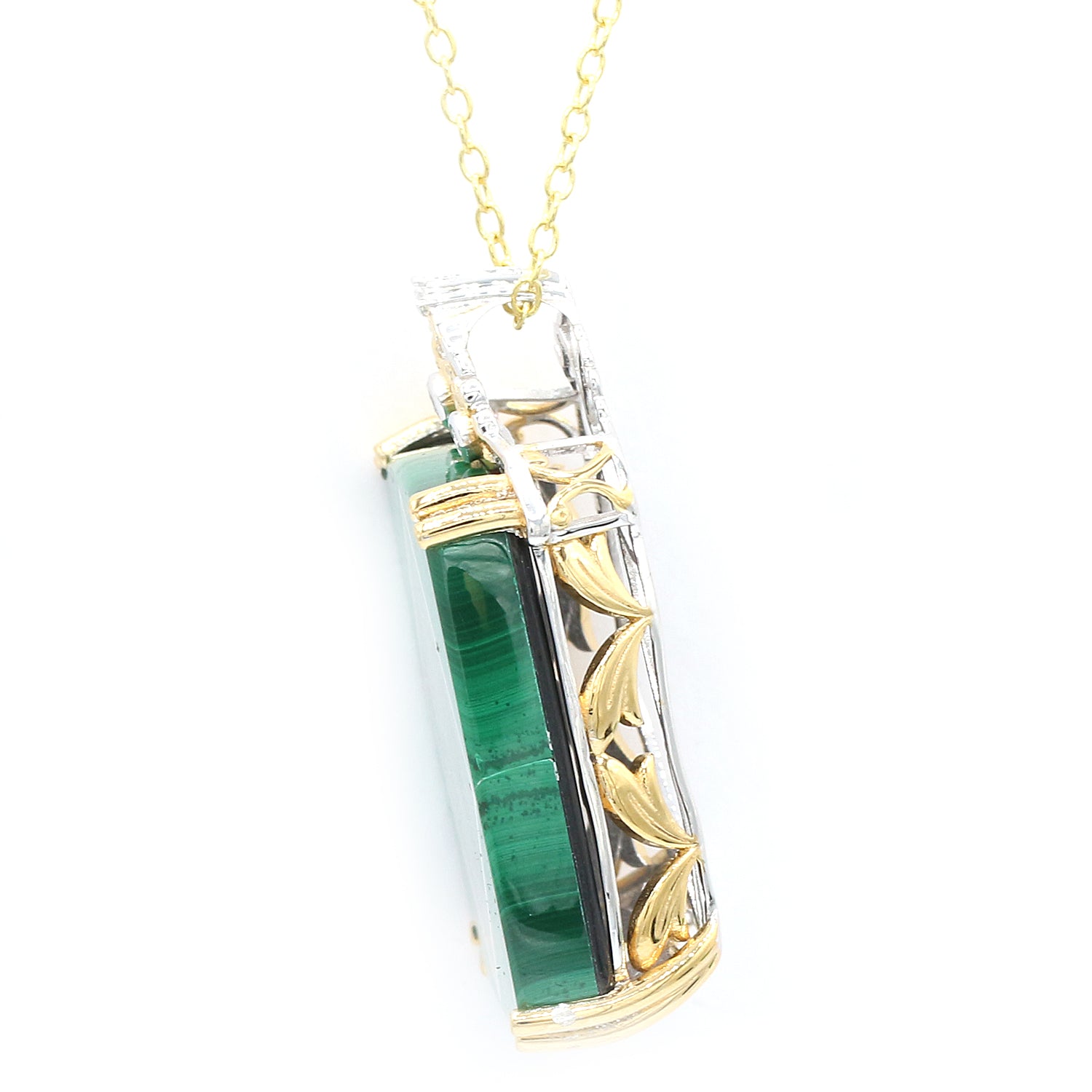 Couture Gems Malachite with Quartz & White Zircon Lady Pendant