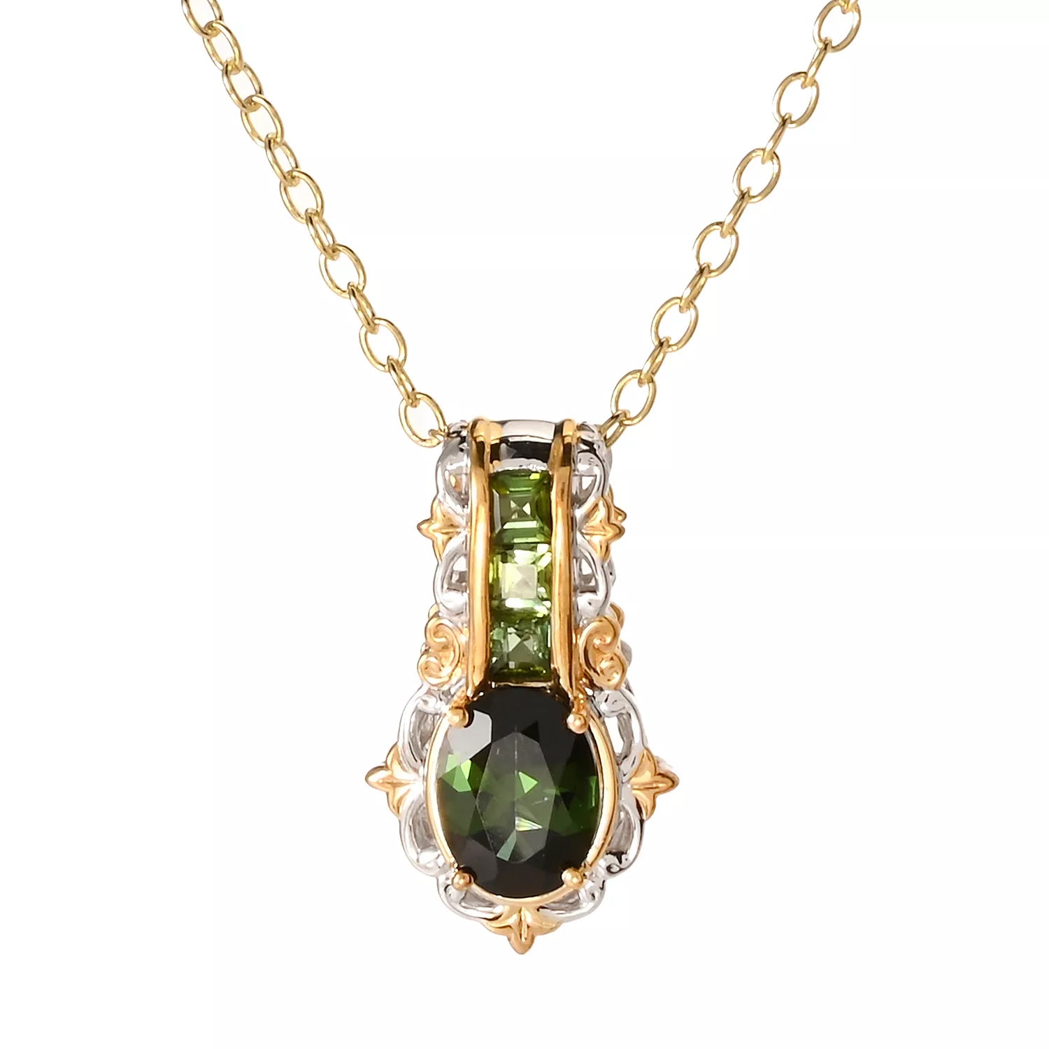 Gems en Vogue 1.53ctw Oval Green Tourmaline Pendant