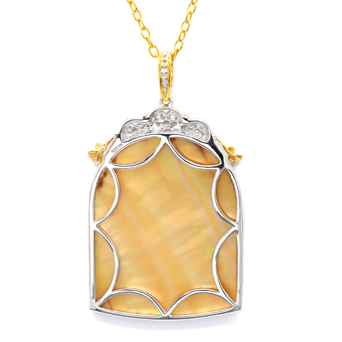 Gems en Vogue 24K Palladium Silver Yellow Mother-of-Pearl & White Zircon Art Nouveau Zodiac Pendant