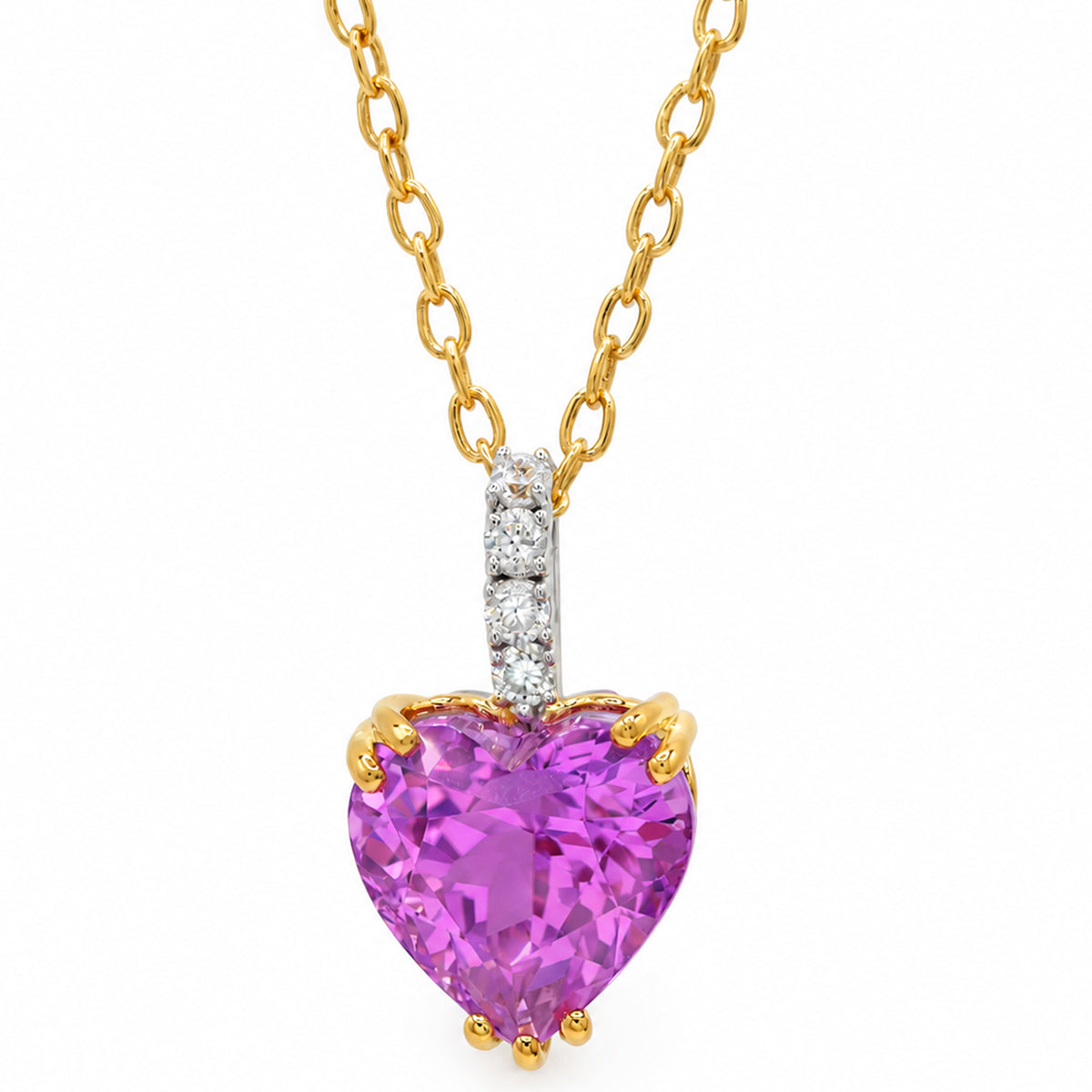 Couture Gems One-of-a-Kind 24K Palladium Silver 12.44ctw Heart Shape Martha Rocha 5A Kunzite & White Zircon Pendant