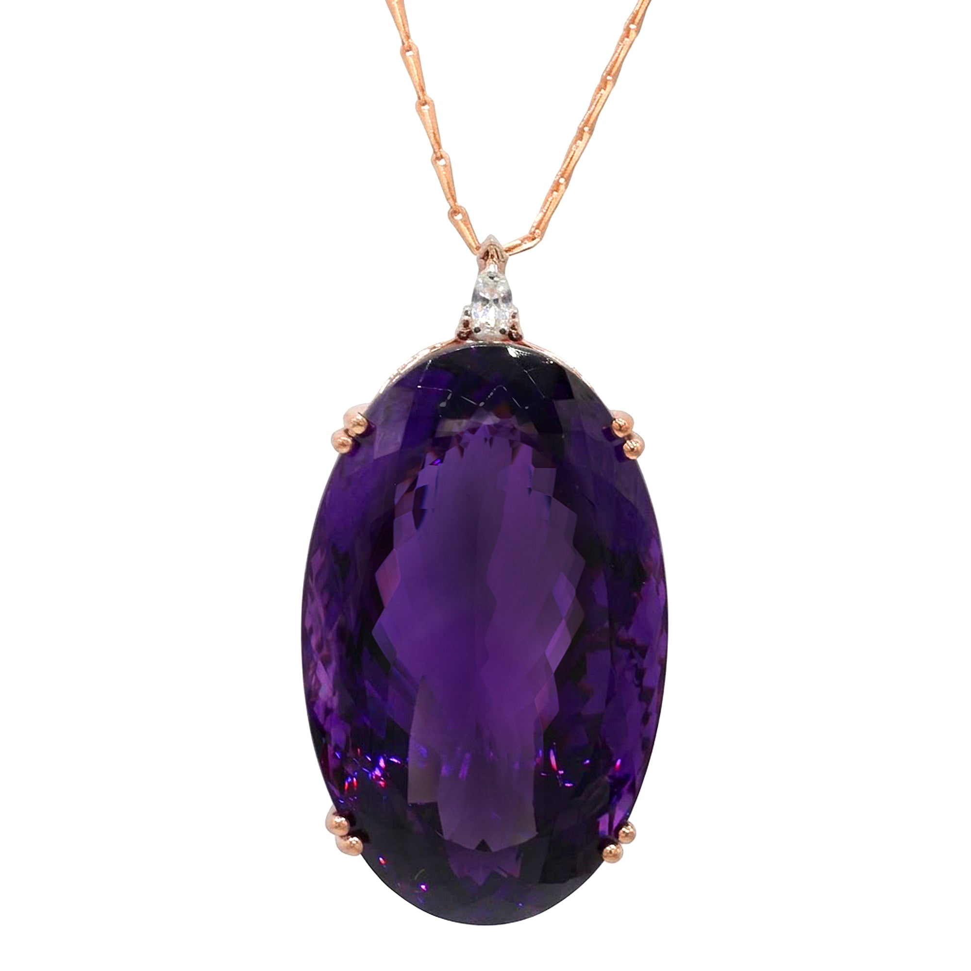 Couture Gems One-of-a-kind 18K Palladium Silver 132.99ctw Tanzanian Amethyst & White Zircon Honker Pendant