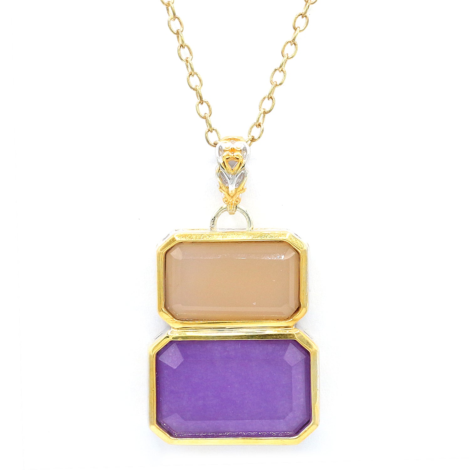 Gems en Vogue 16.49ctw Purple & Peach Quartz Pendant