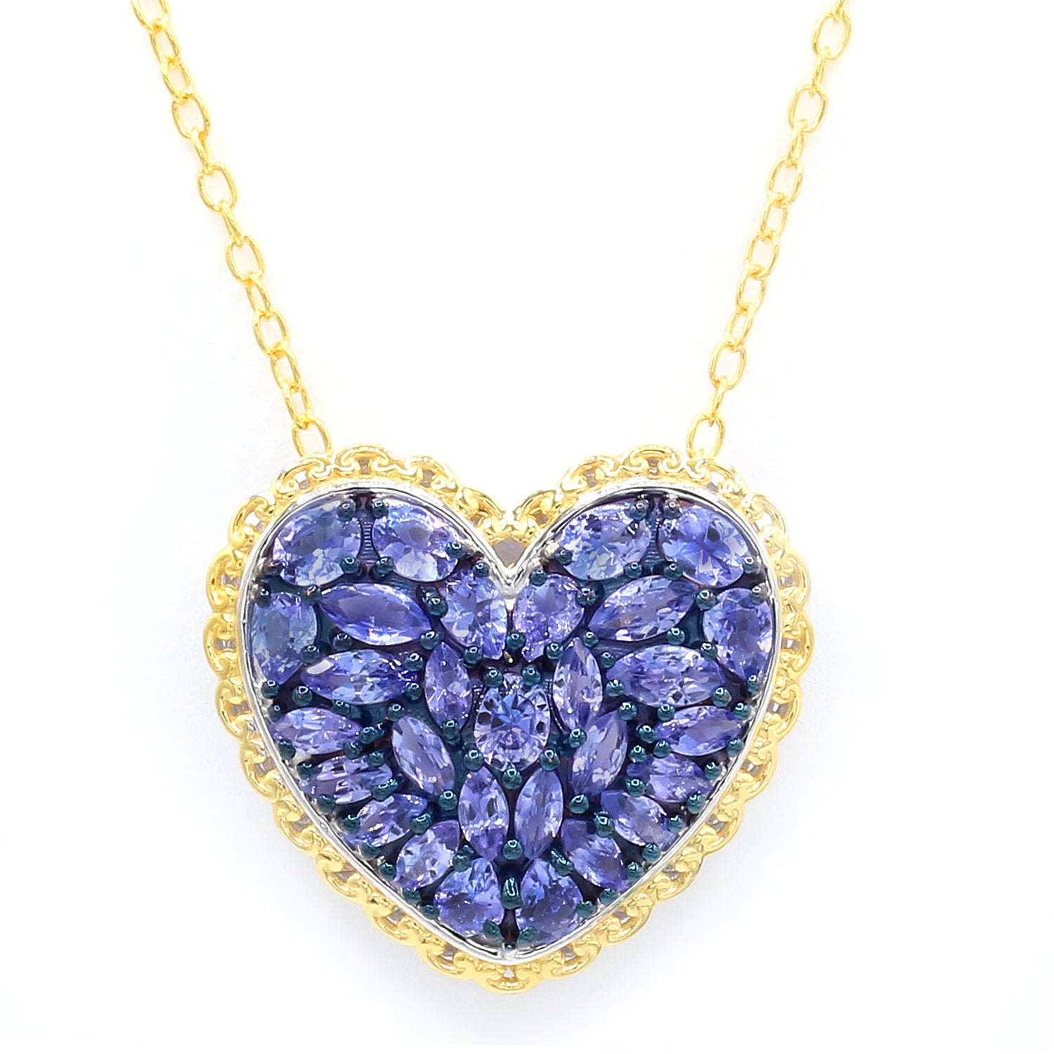 Gems en Vogue 24K Palladium Silver 4.20ctw Tanzanite Heart Pendant