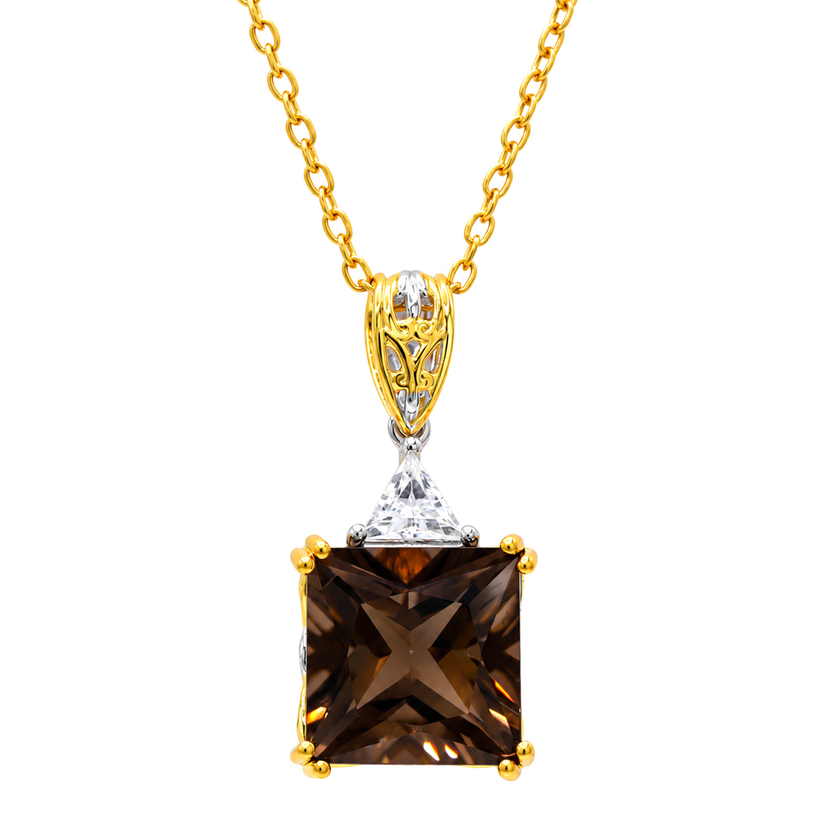 Pendentif halo Gems en Vogue en quartz fumé 8,85 ct et zircon blanc