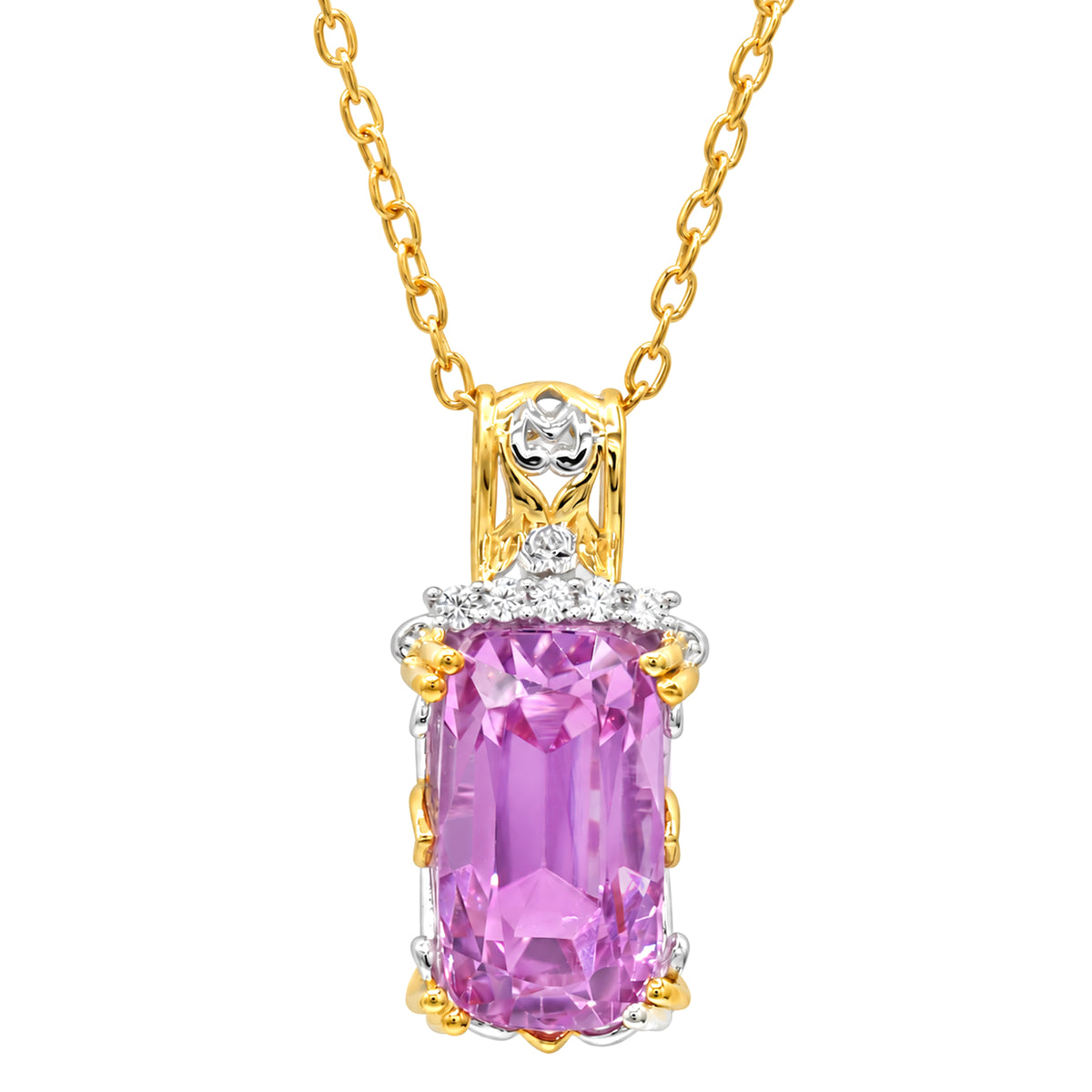 Gems en Vogue One-of-a-Kind 24K Palladium Silver 8.35ctw Pink Kunzite & White Zircon Pendant