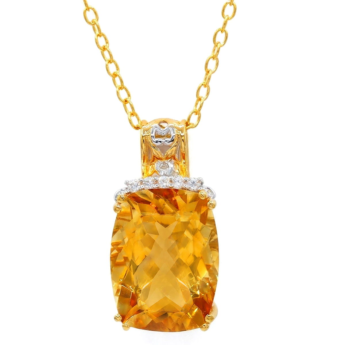 Gems en Vogue 24K Palladium Silver 8.65ctw Citrine & White Zircon Pendant