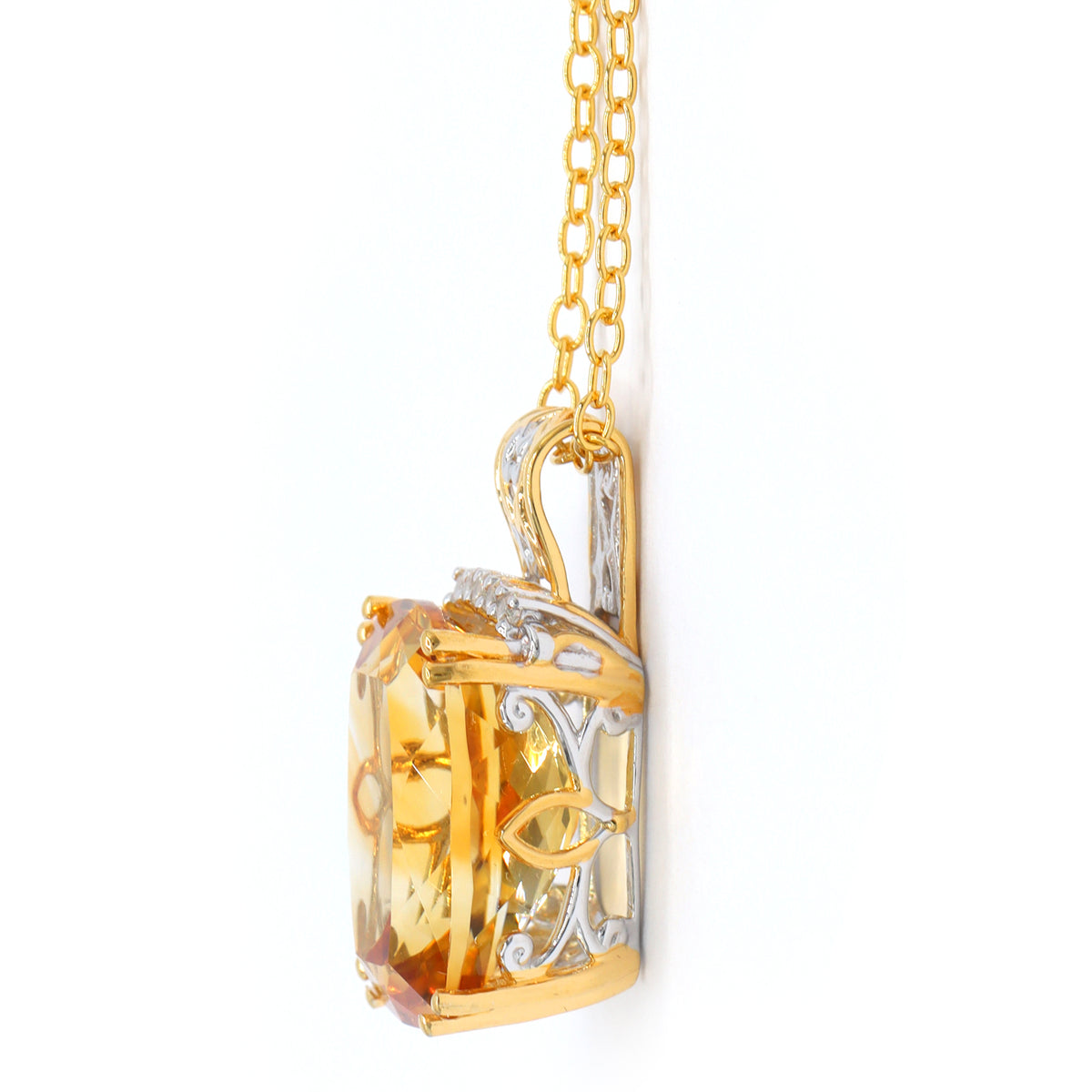 Gems en Vogue 24K Palladium Silver 8.65ctw Citrine & White Zircon Pendant