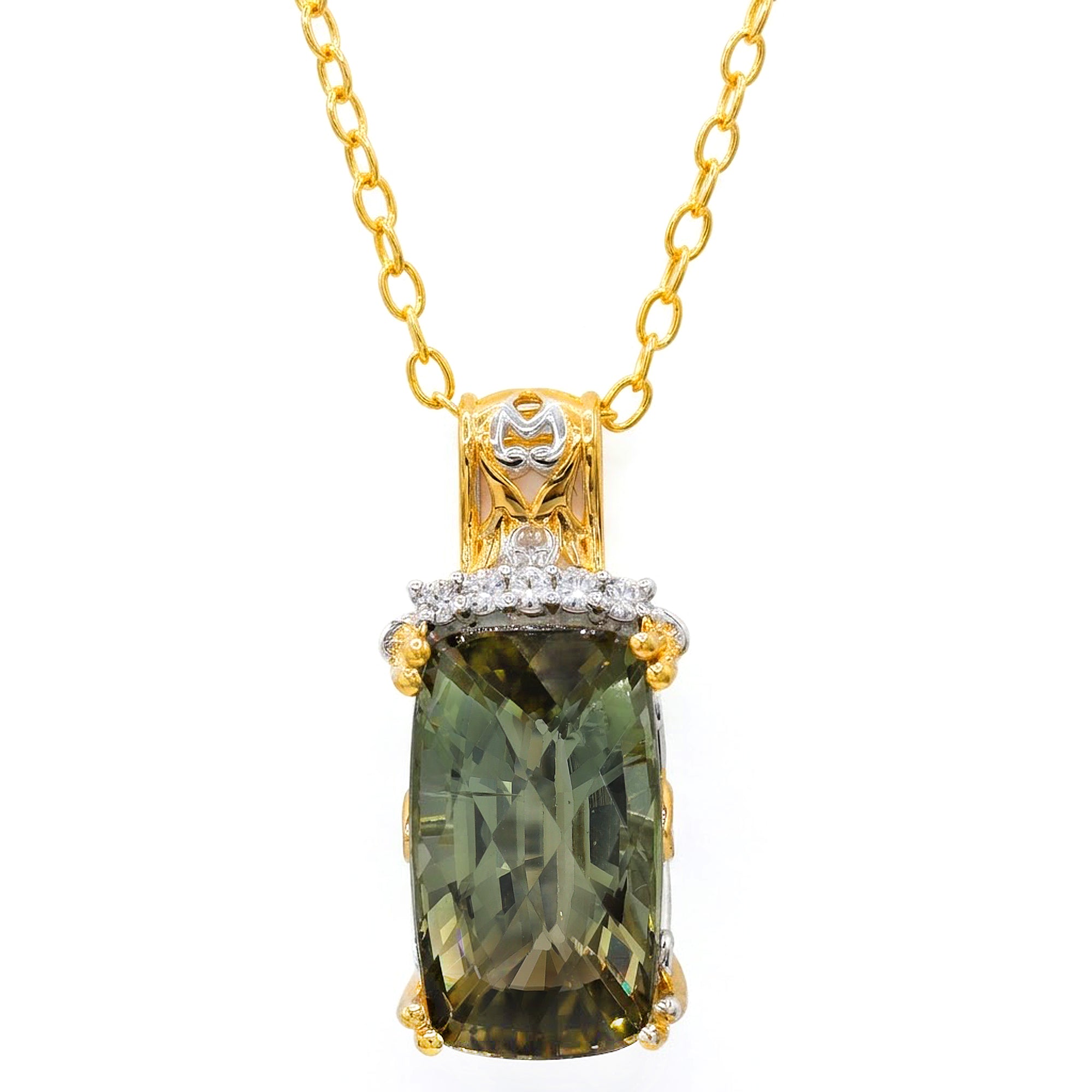 Couture Gems One-of-a-Kind 24K Palladium Silver 7.54ctw Bi-Color Desert Tourmaline & White Zircon Pendant