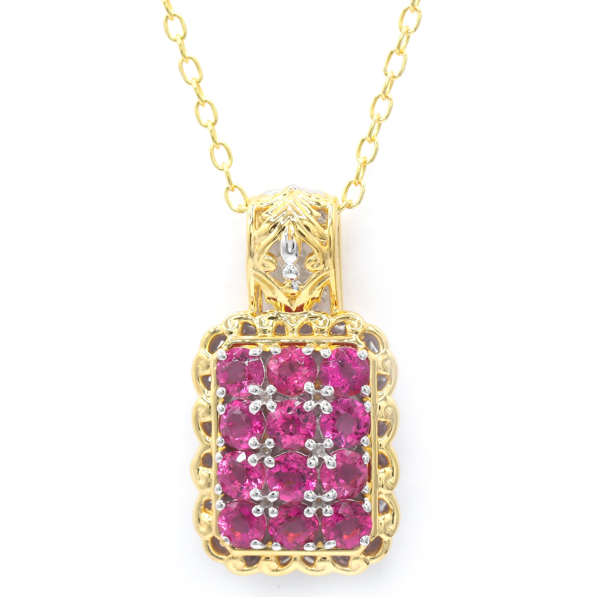 Pendentif Rubellite et Zircon Blanc 2,84 carats Gems en Vogue