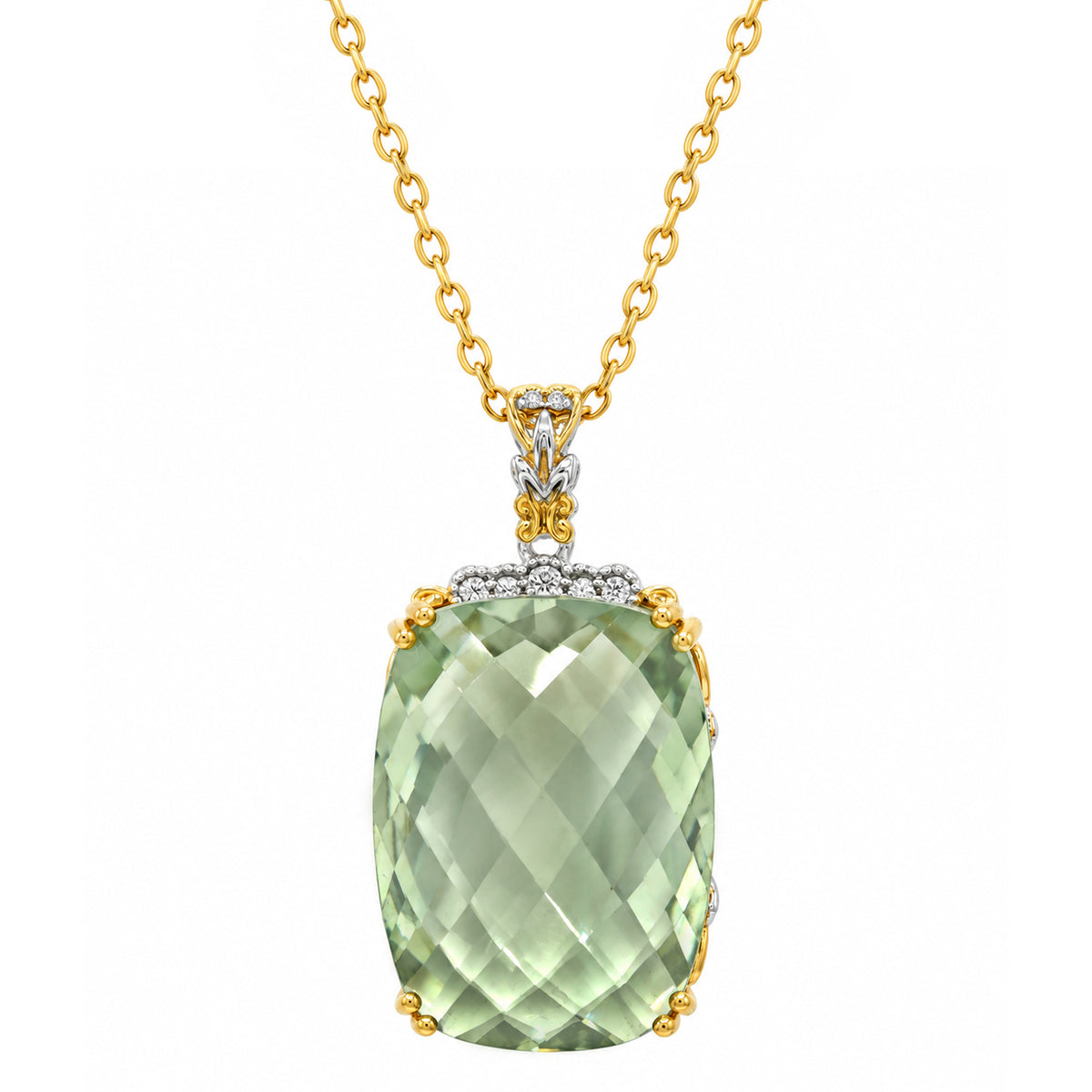 Gems en Vogue 24K Palladium Silver 26.18ctw Prasiolite & White Zircon Honker Pendant