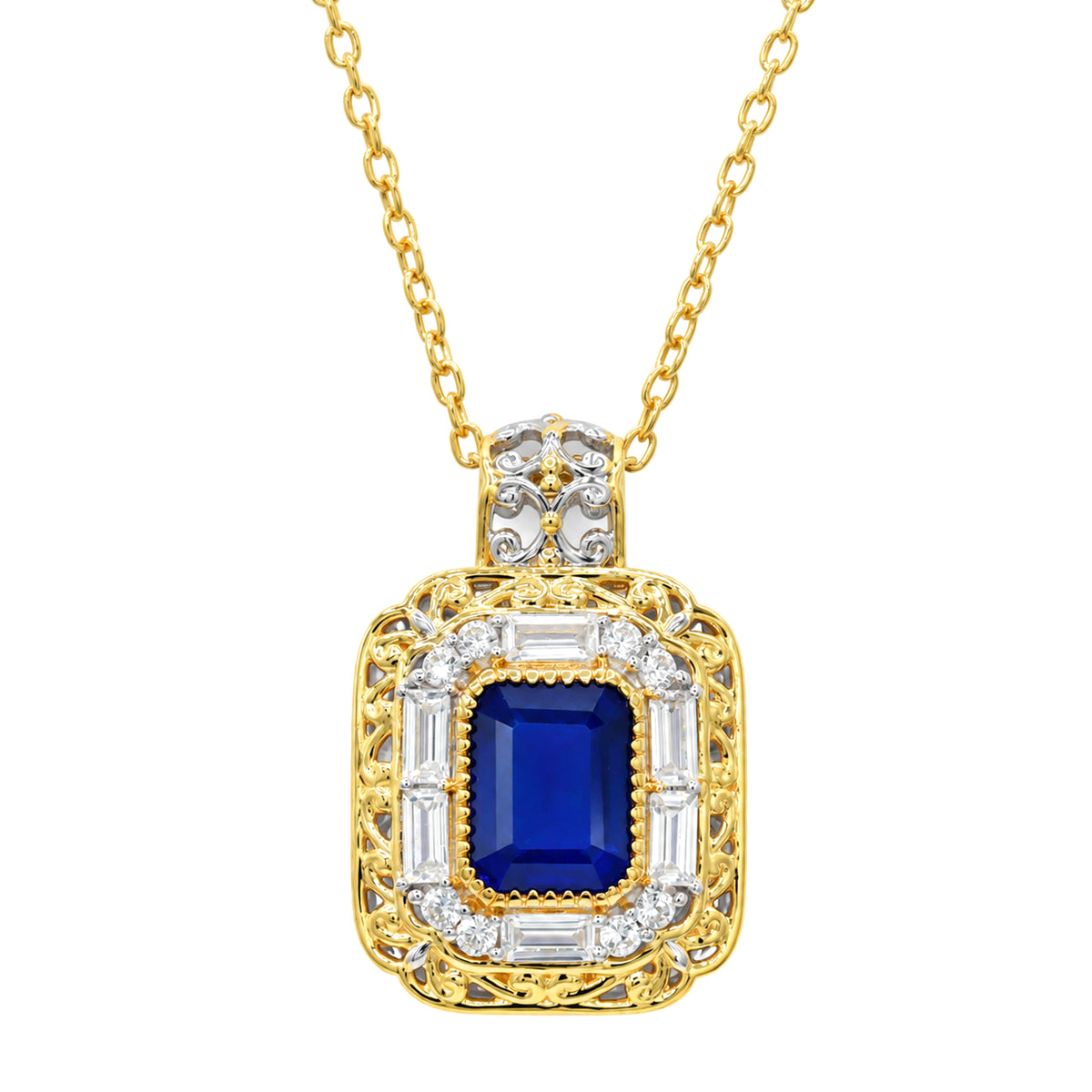 Gems en Vogue One-of-a-Kind 24K Palladium Silver 3.96ctw Cobalt Blue Spinel & White Zircon Pendant