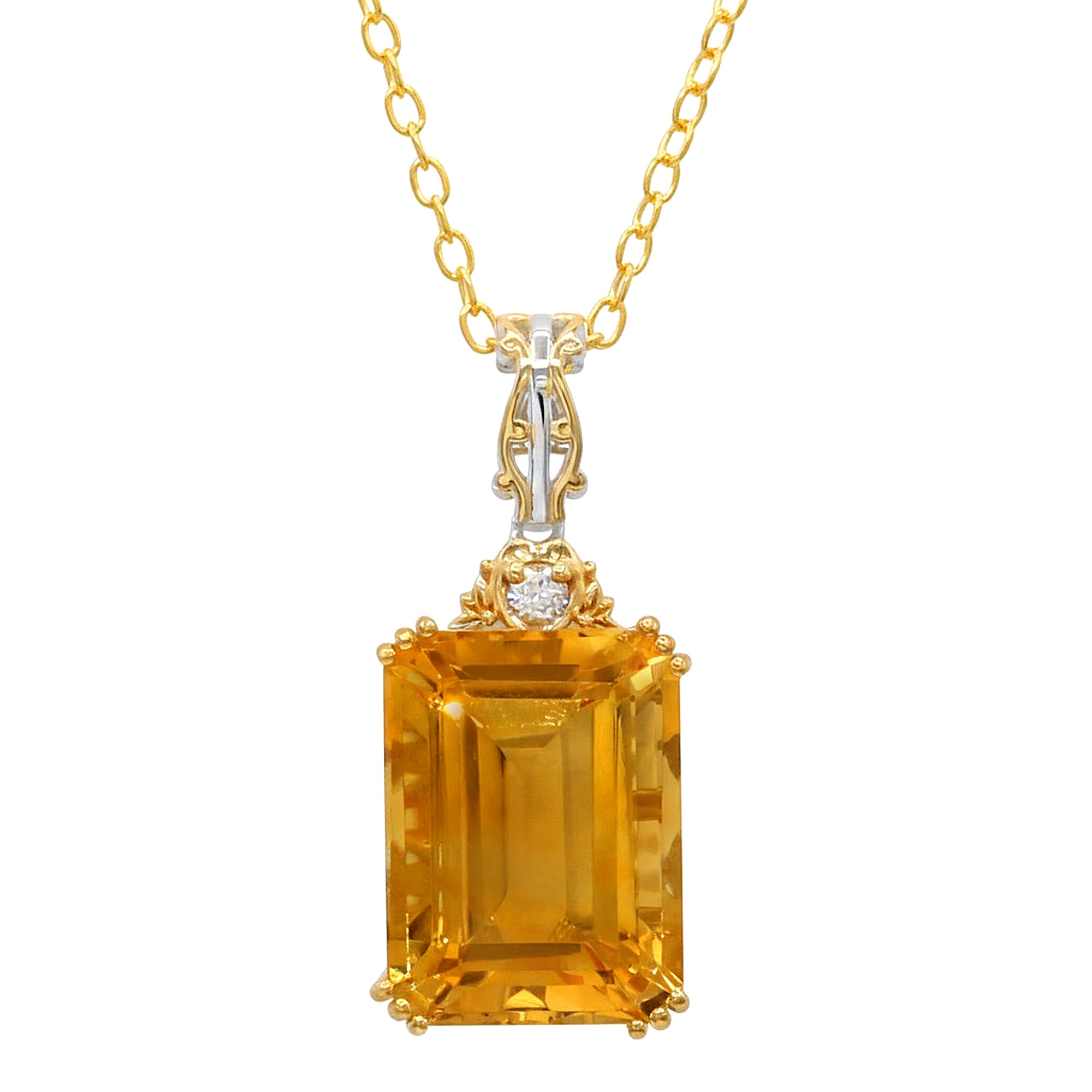 Pendentif croix Gems en Vogue citrine de feu bolivienne et zircon blanc 6,66 carats