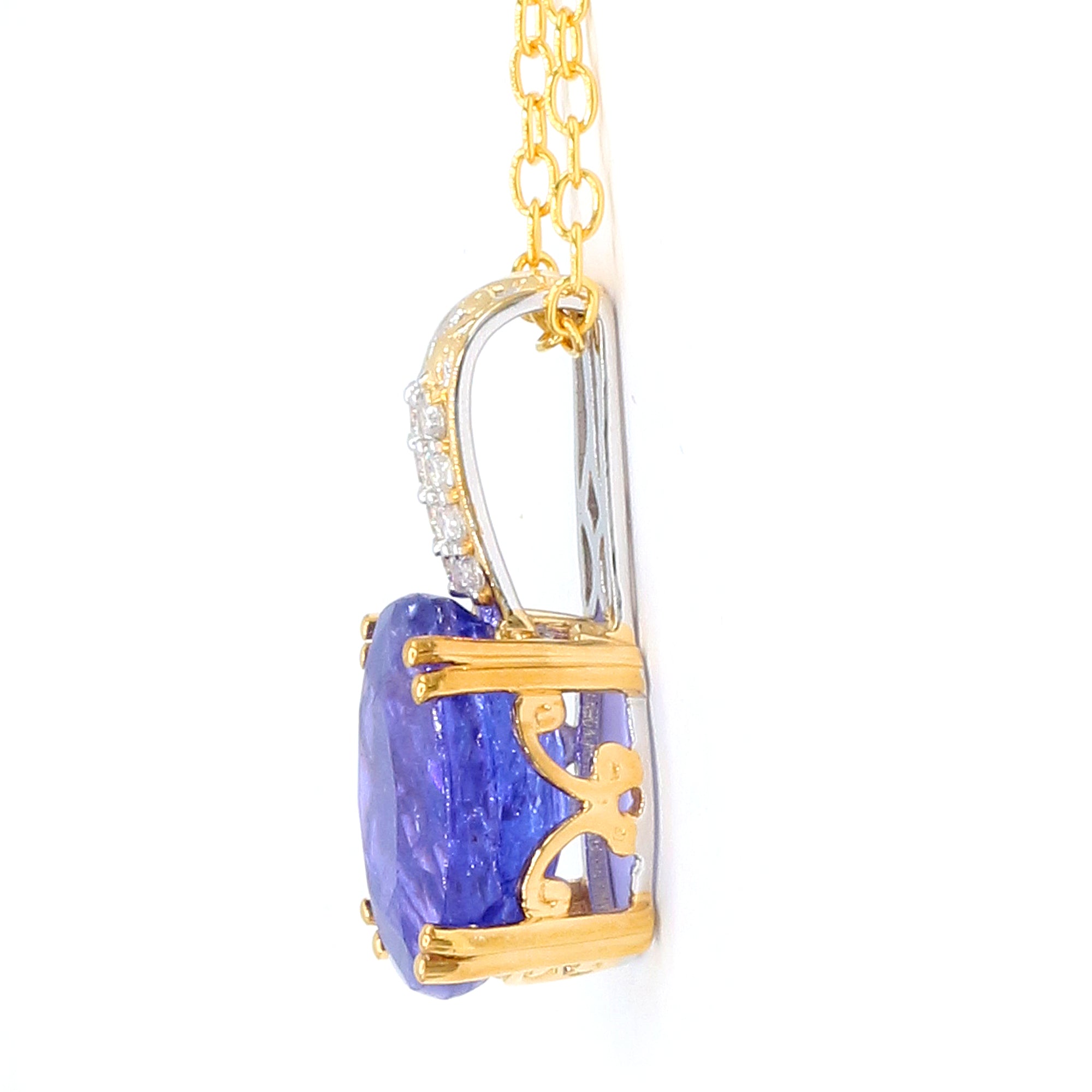 Gems en Vogue Pendentif Art Déco Tanzanite & Zircon Blanc 2.07ct