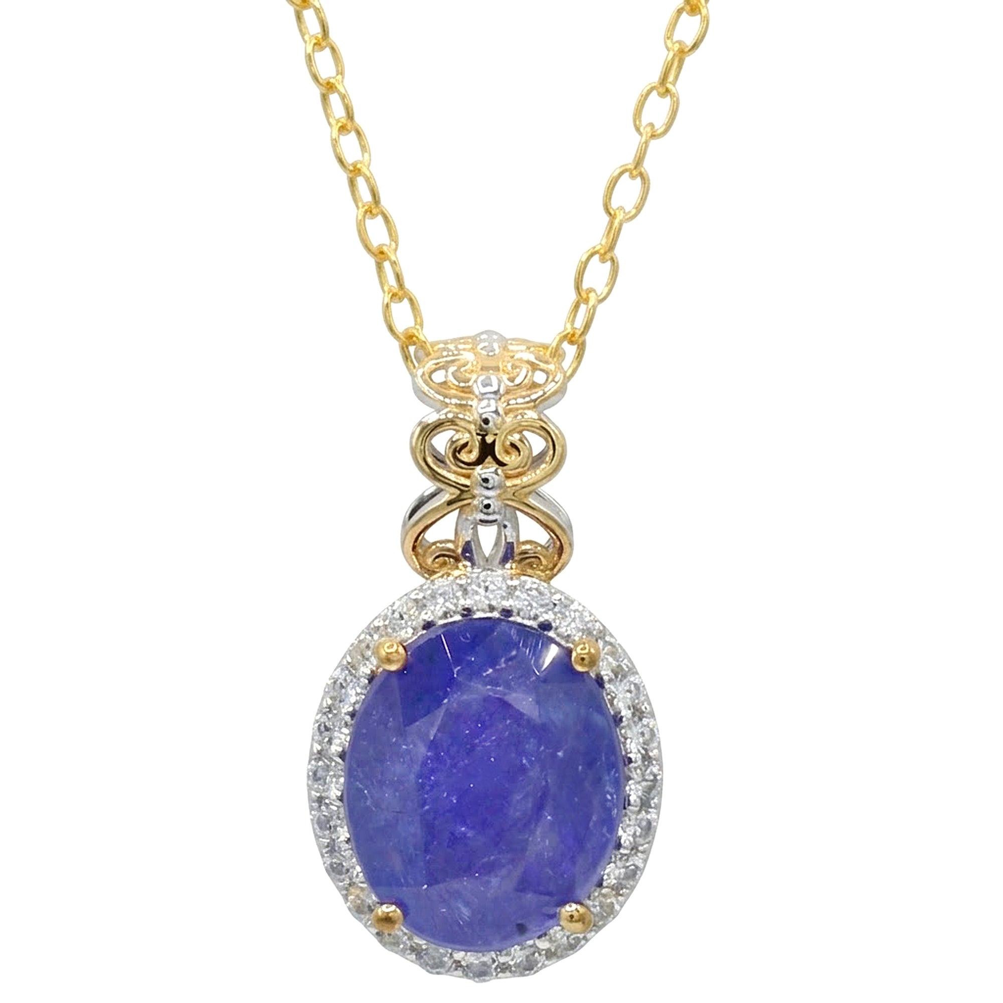 Gems en Vogue Pendentif Art Déco Tanzanite & Zircon Blanc 2.07ct