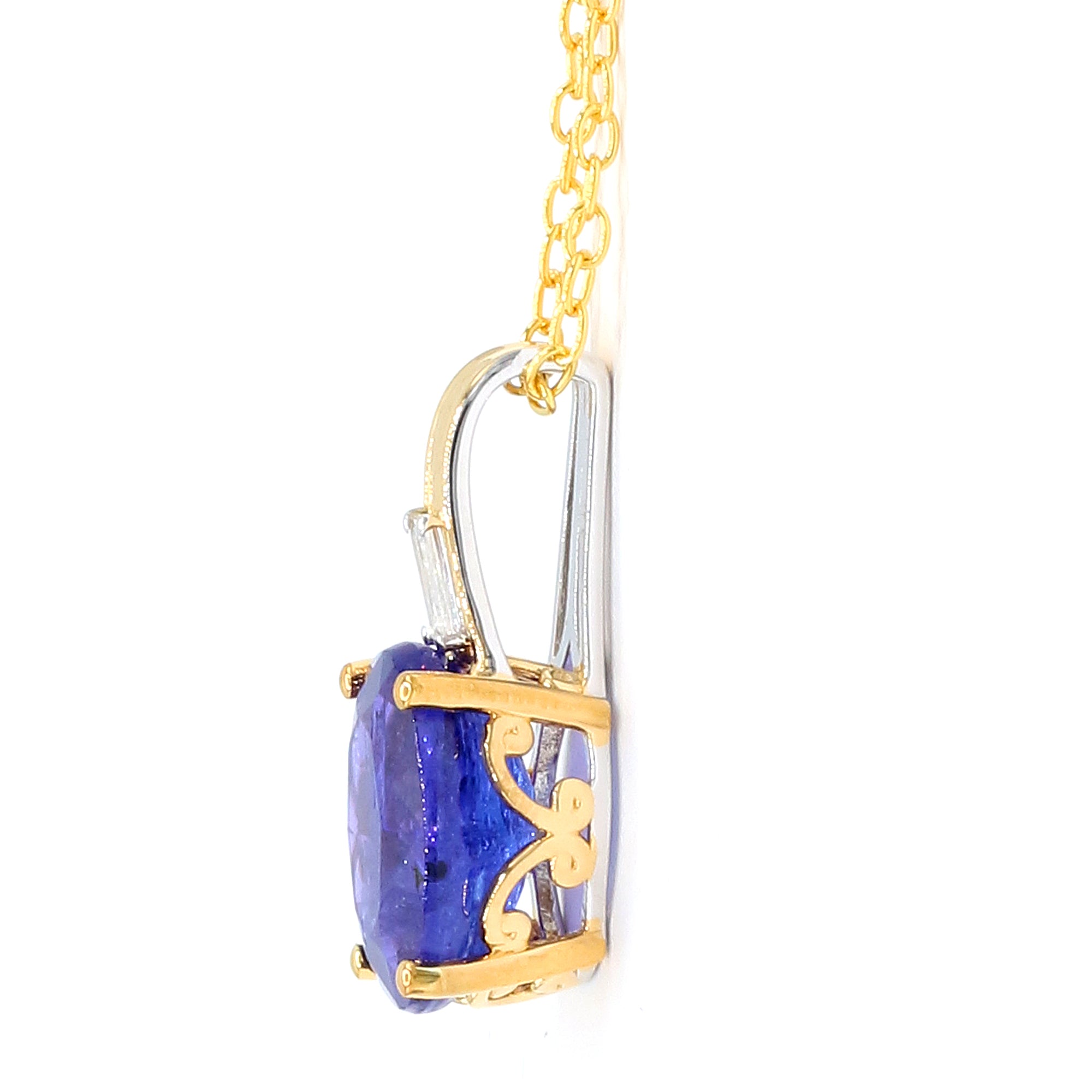 Gems en Vogue Pendentif Art Déco Tanzanite & Zircon Blanc 2.07ct