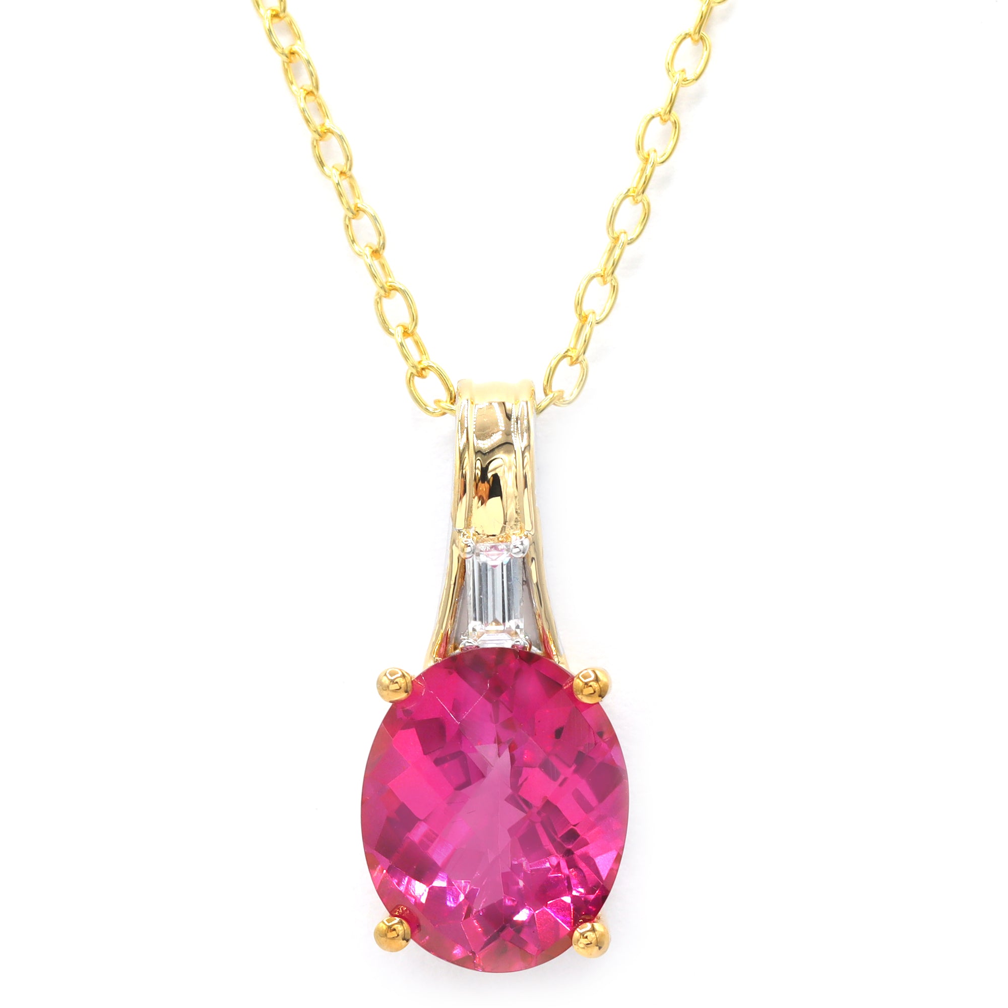 Gems en Vogue One-of-a-Kind 24K Palladium Silver 5.65ctw Pink Topaz & White Zircon Pendant