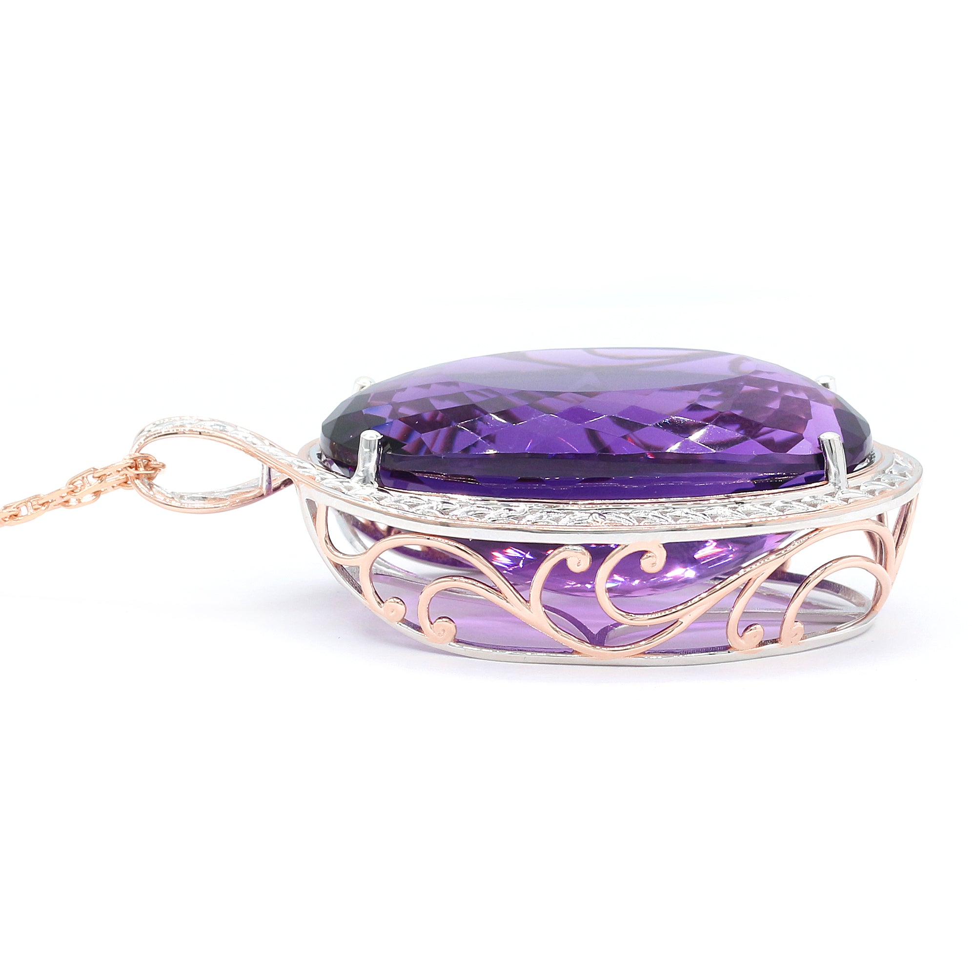 Couture Gems One-of-a-kind 18K Palladium Silver 110.86ctw Tanzanian Amethyst Honker Pendant