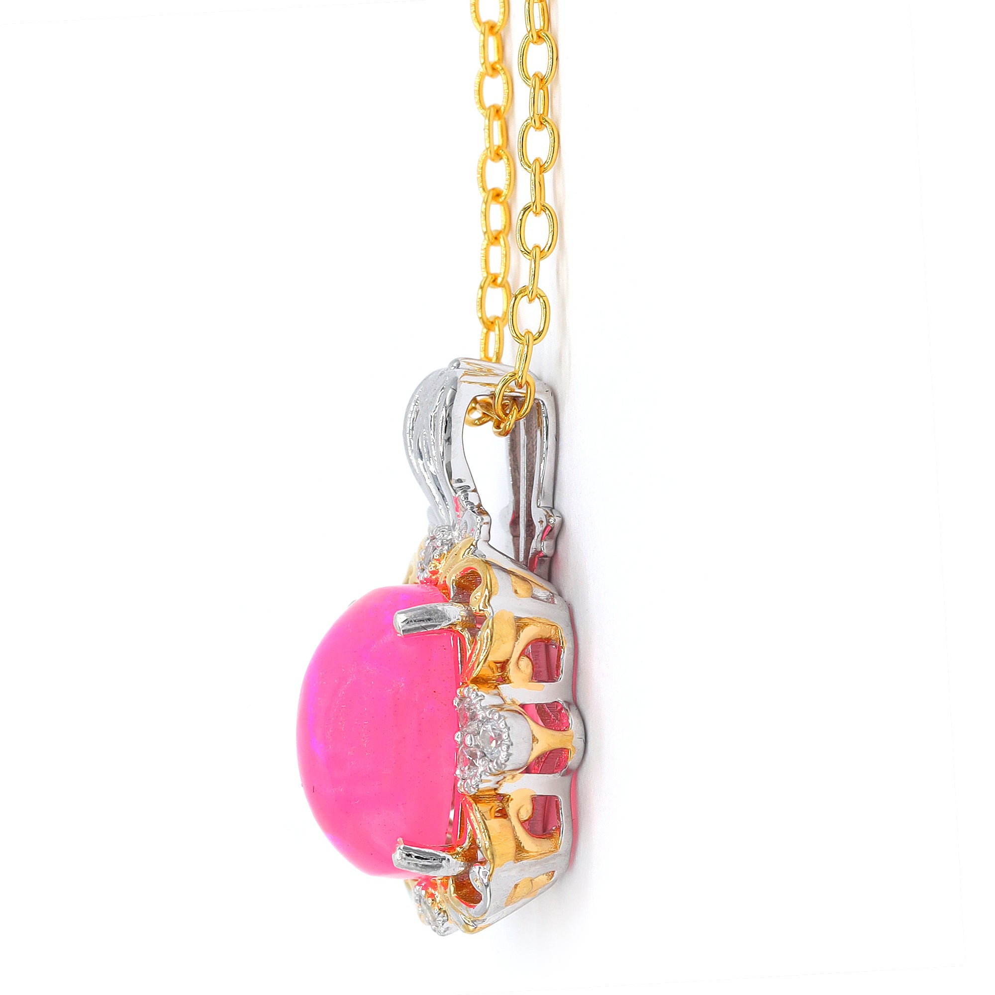 Pendentif Opale de Paraíba et Zircon Blanc 3.69 carats de Gems en Vogue