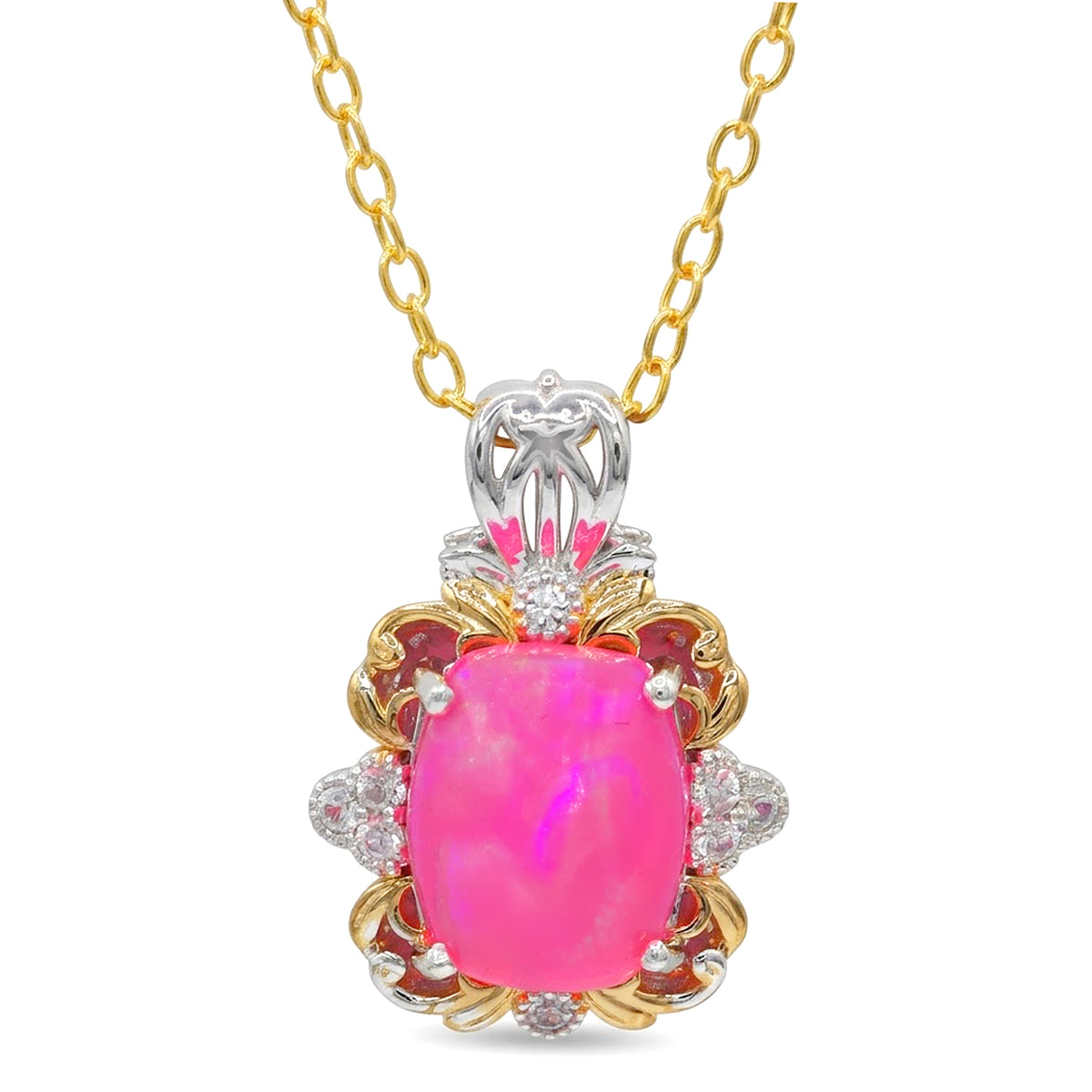 Pendentif Opale de Paraíba et Zircon Blanc 3.69 carats de Gems en Vogue