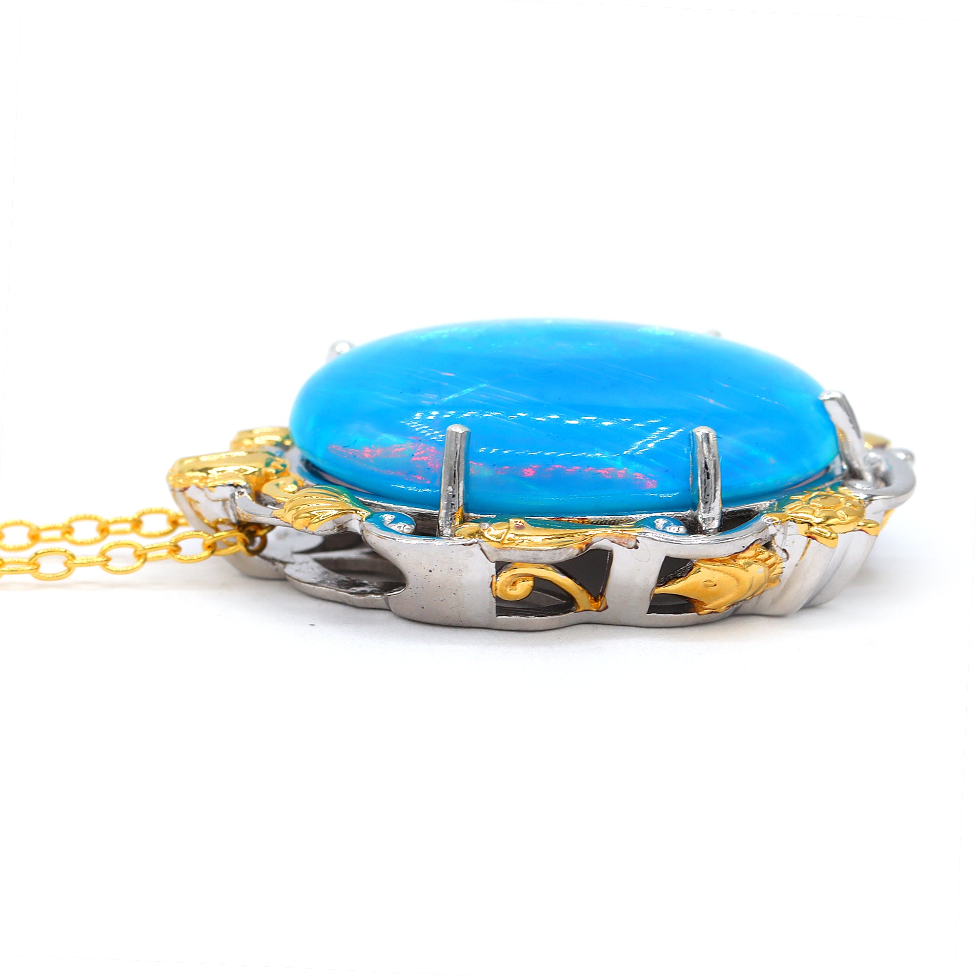 Couture Gems One-of-a-Kind 24K Palladium Silver 16.04ctw Paraiba Opal Sealife Pendant