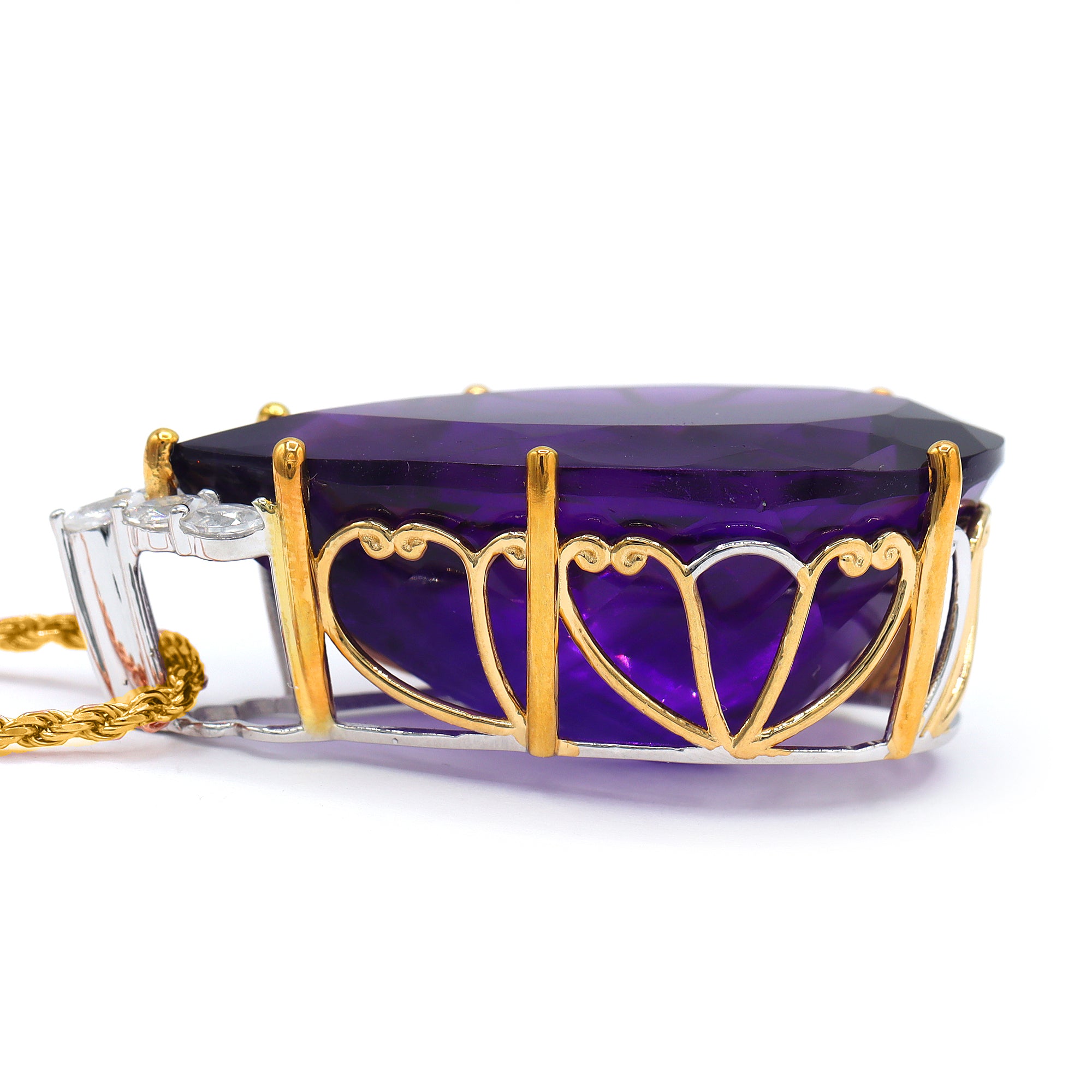 Couture Gems One-of-a-kind 24K Palladium Silver 66.81ctw Tanzanian Amethyst & White Zircon Honker Pendant