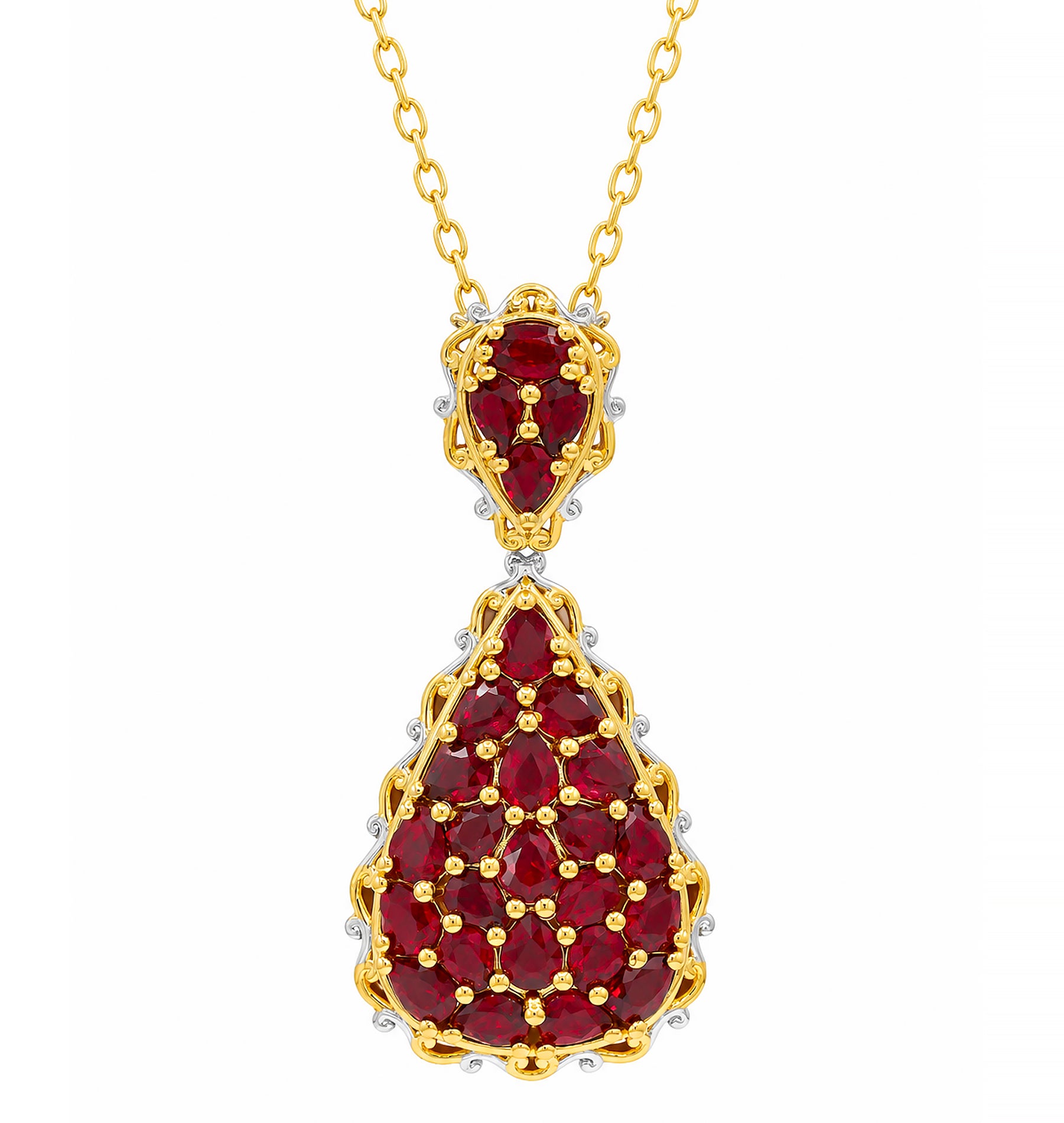 Couture Gems One-of-a-Kind 24K Palladium Silver 6.89ctw Crimson Red Sapphire Pendant