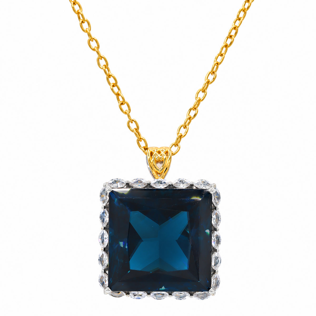 Couture Gems One-of-a-Kind 24K Palladium Silver 65.16ctw London Blue Topaz & White Zircon Honker Pendant