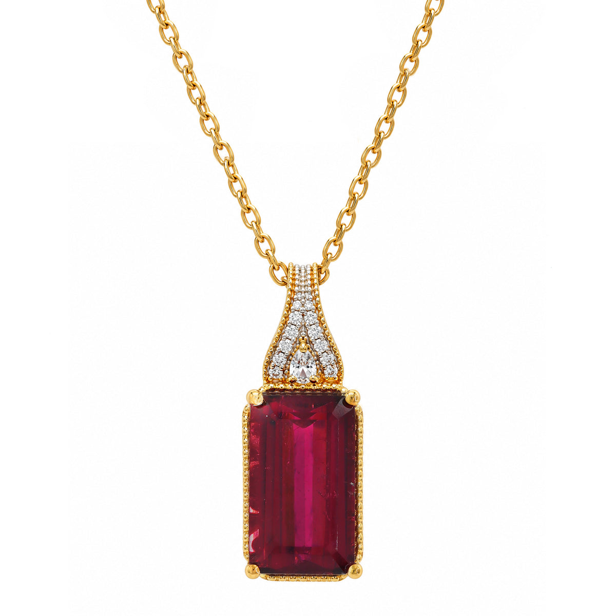 Couture Gems One-of-a-Kind 24K Palladium Silver 5.26ctw Rubellite Tourmaline & White Zircon Pendant