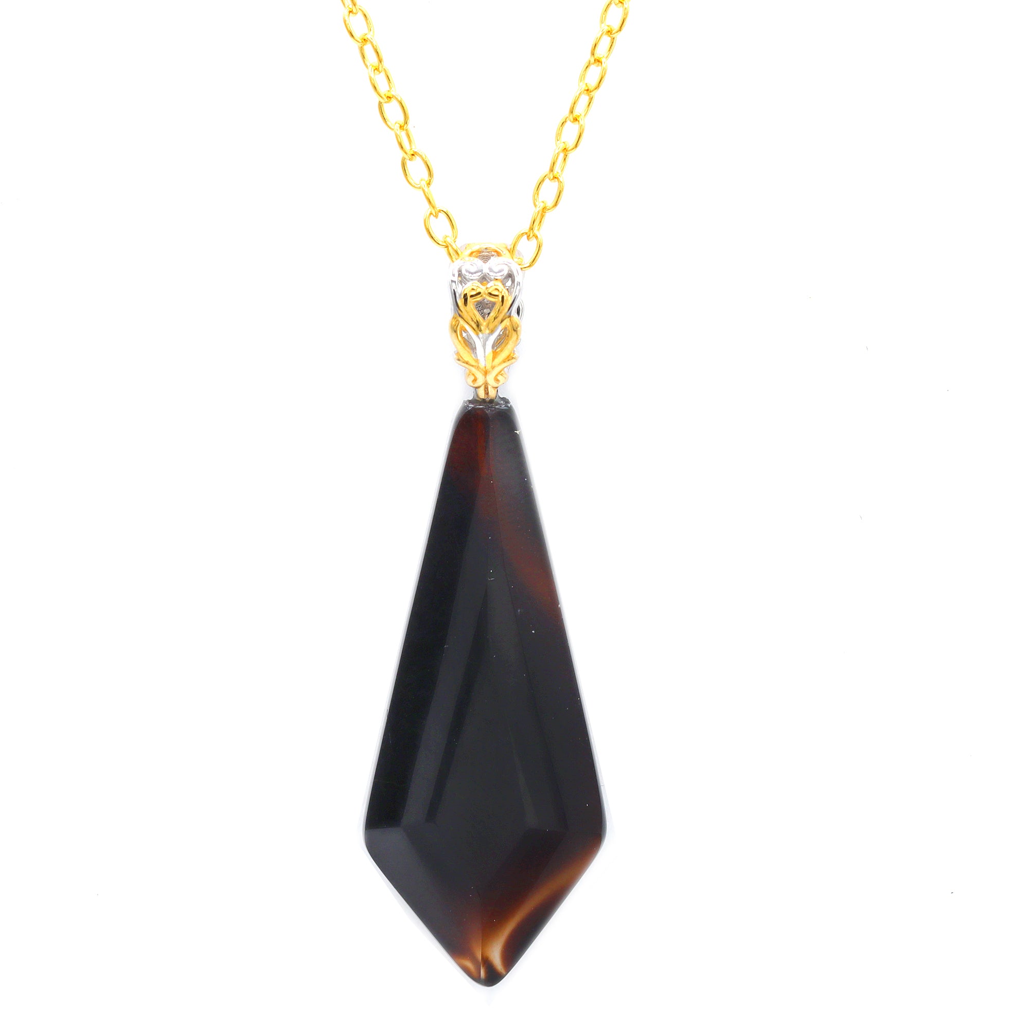 Gems en Vogue One-of-a-kind 24K Palladium Silver Carved Dark Cherry Amber Geometric Pendant