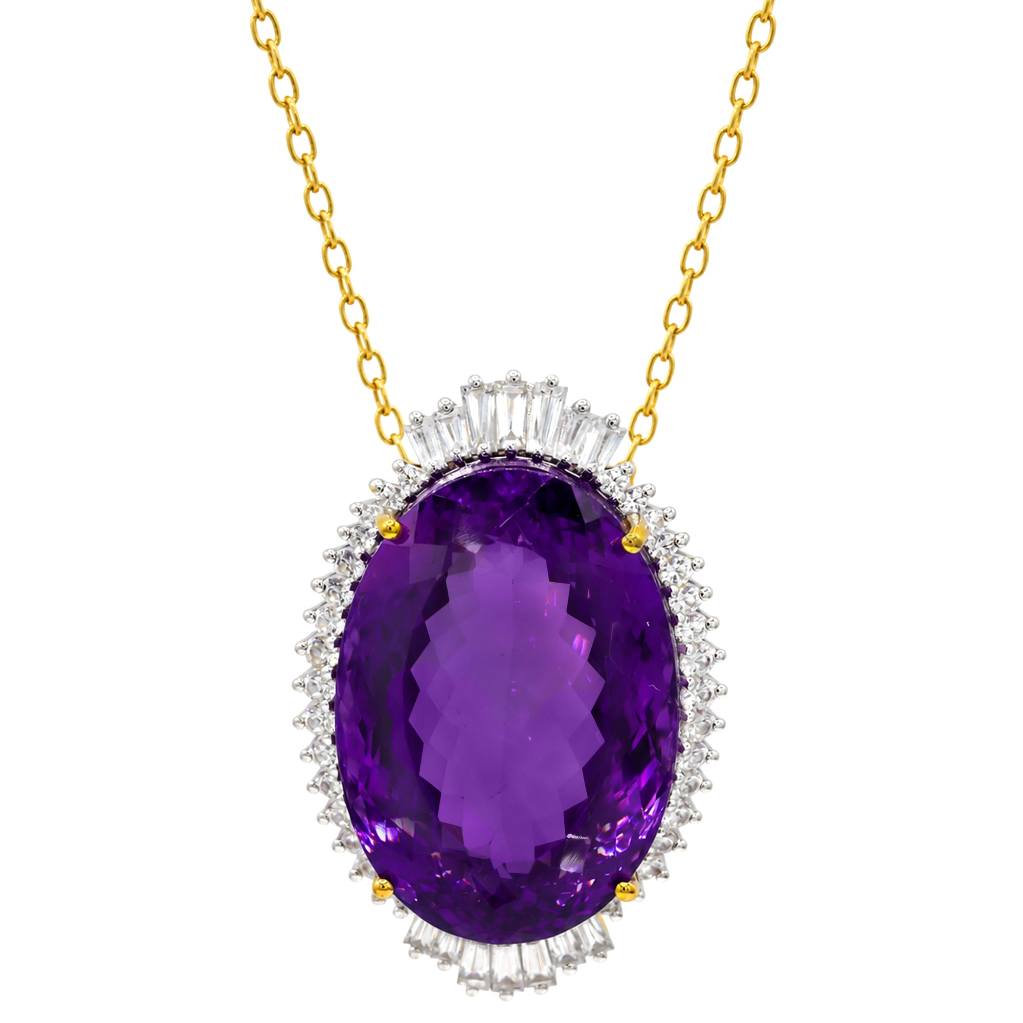 Couture Gems One-of-a-kind 24K Palladium Silver 65.88ctw Tanzanian Amethyst & White Zircon Honker Pendant