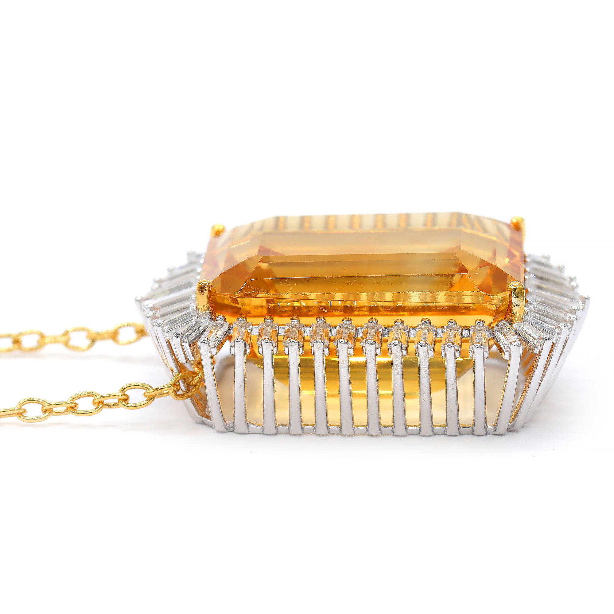 Couture Gems One-of-a-Kind 24K Palladium Silver 63.02ctw Fire Citrine & White Zircon Honker Pendant