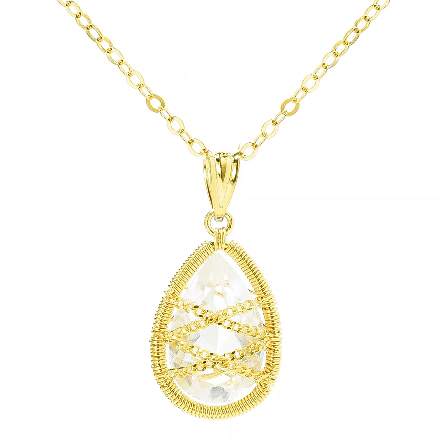 Hall of Jewels 5.20ctw Clear Quartz Cage Drop Pendant