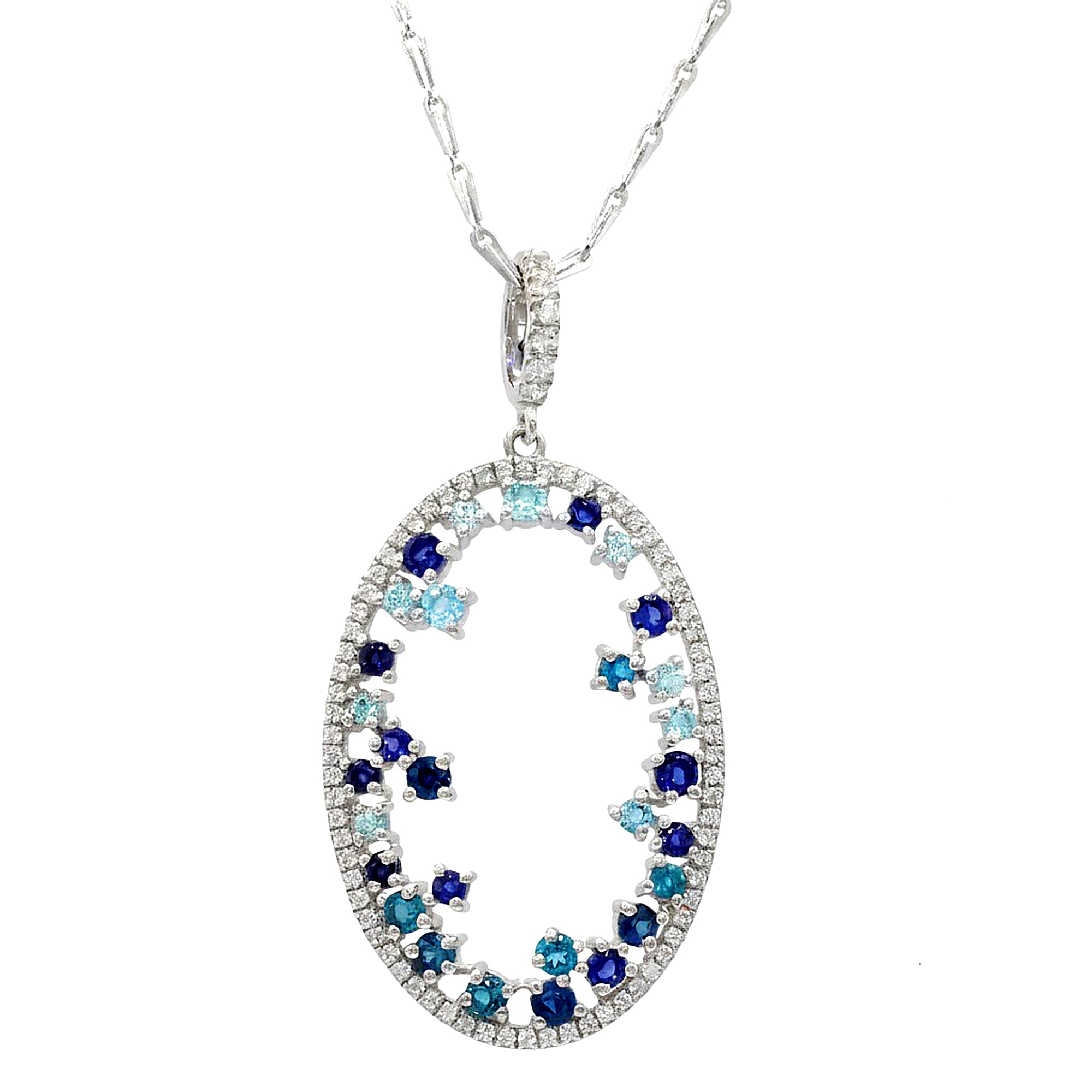 Hall of Jewels 2.78ctw Multi Gemstones Shades of Blue Pendant