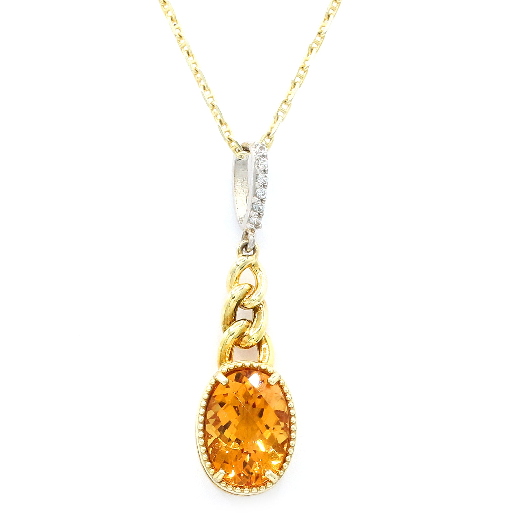 Hall of Jewels 5.93ctw Citrine & White Zircon Pendant