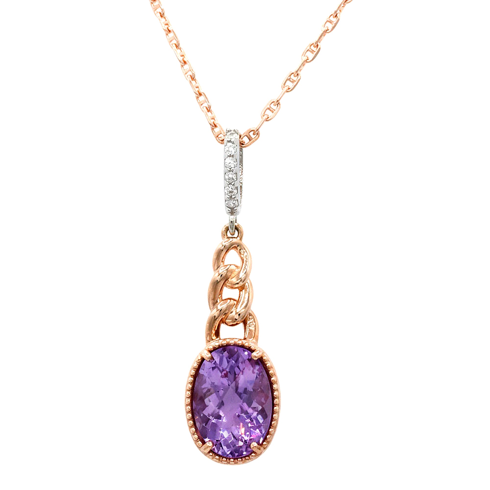 Hall of Jewels 5.93ctw Pink Amethyst & White Zircon Pendant