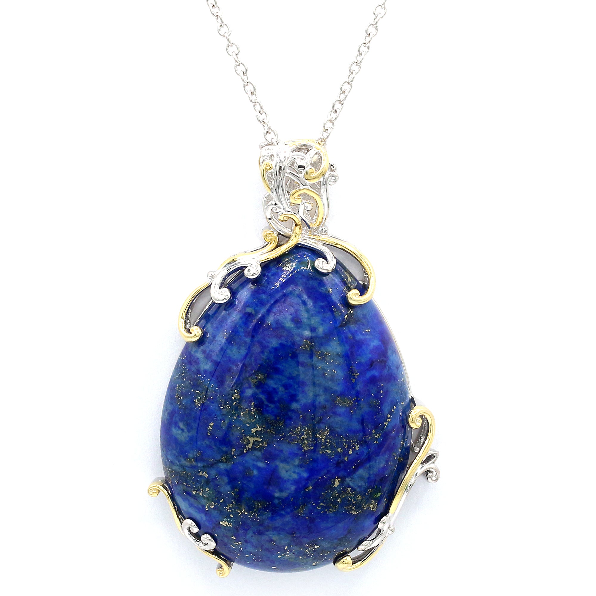 Gems en Vogue 24K Palladium Silver Pear Shape Lapis Pendant