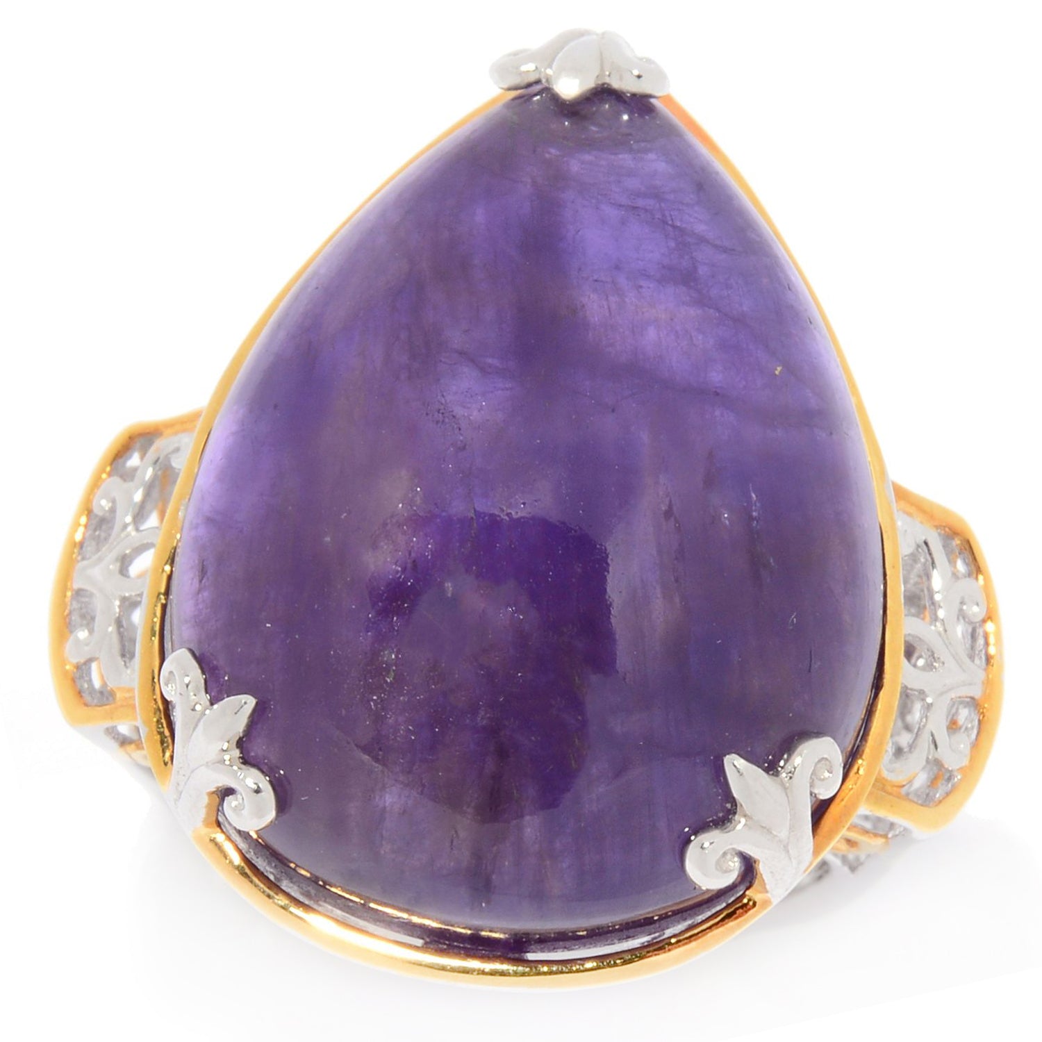 Gems en Vogue Pear Shape Amethyst Cabochon Ring