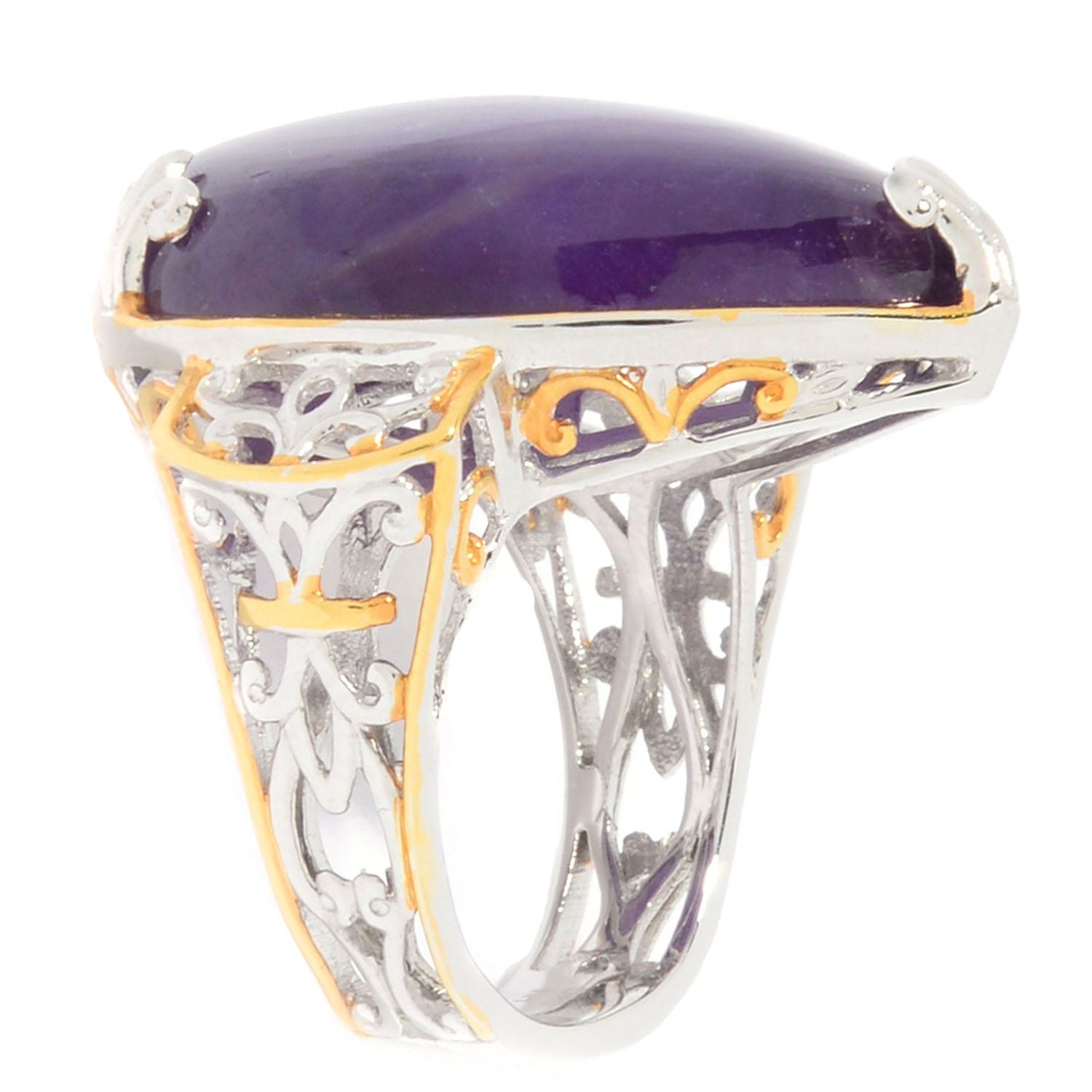 Gems en Vogue Pear Shape Amethyst Cabochon Ring