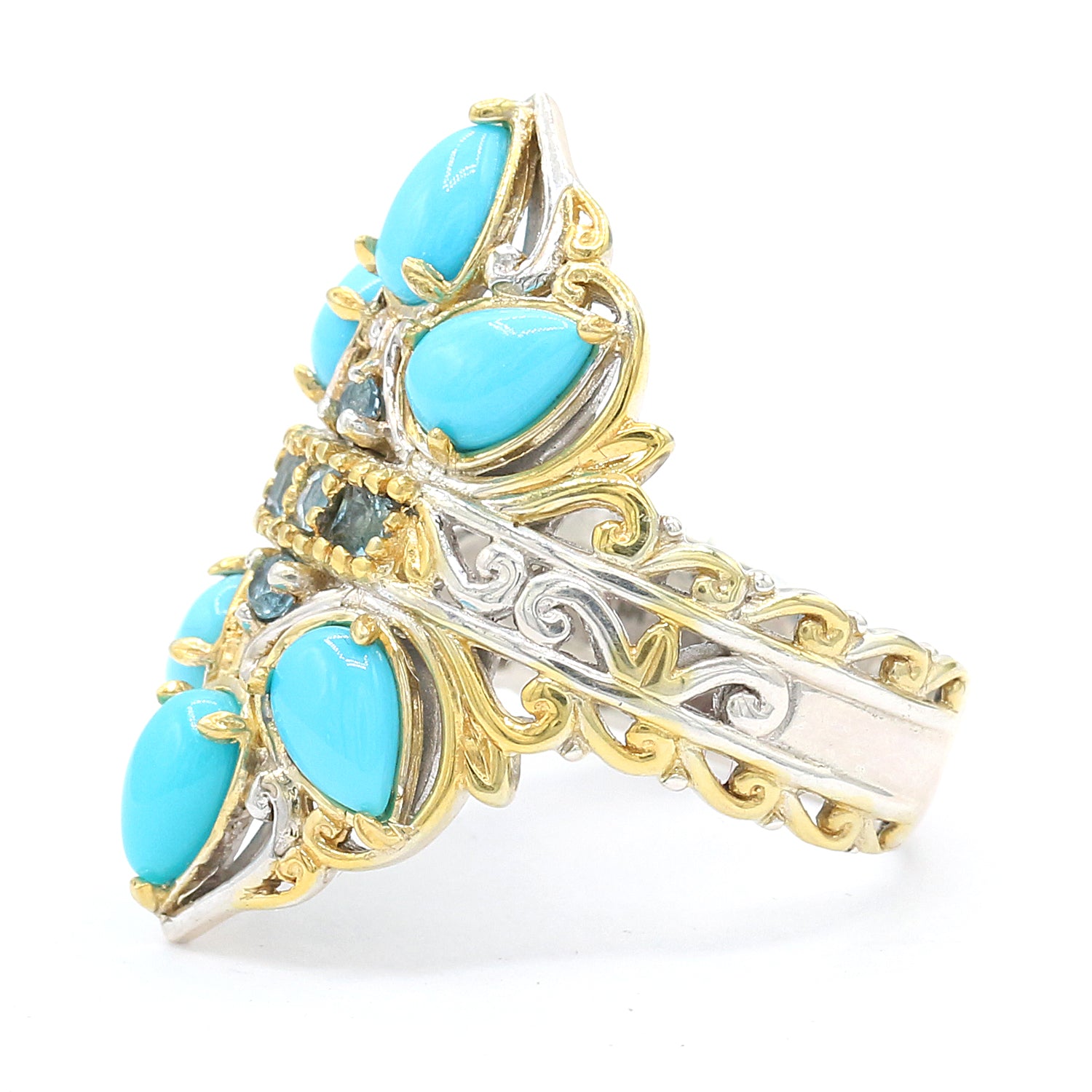 Gems en Vogue Sleeping Beauty Turquoise & Swiss Blue Topaz Ring