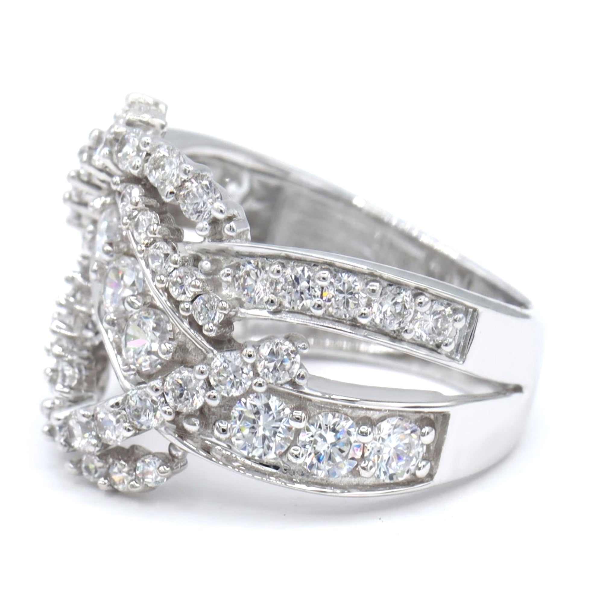 Signity Sterling Silver Cubic Zirconia Bypass Ring CANNOT BE RESIZED