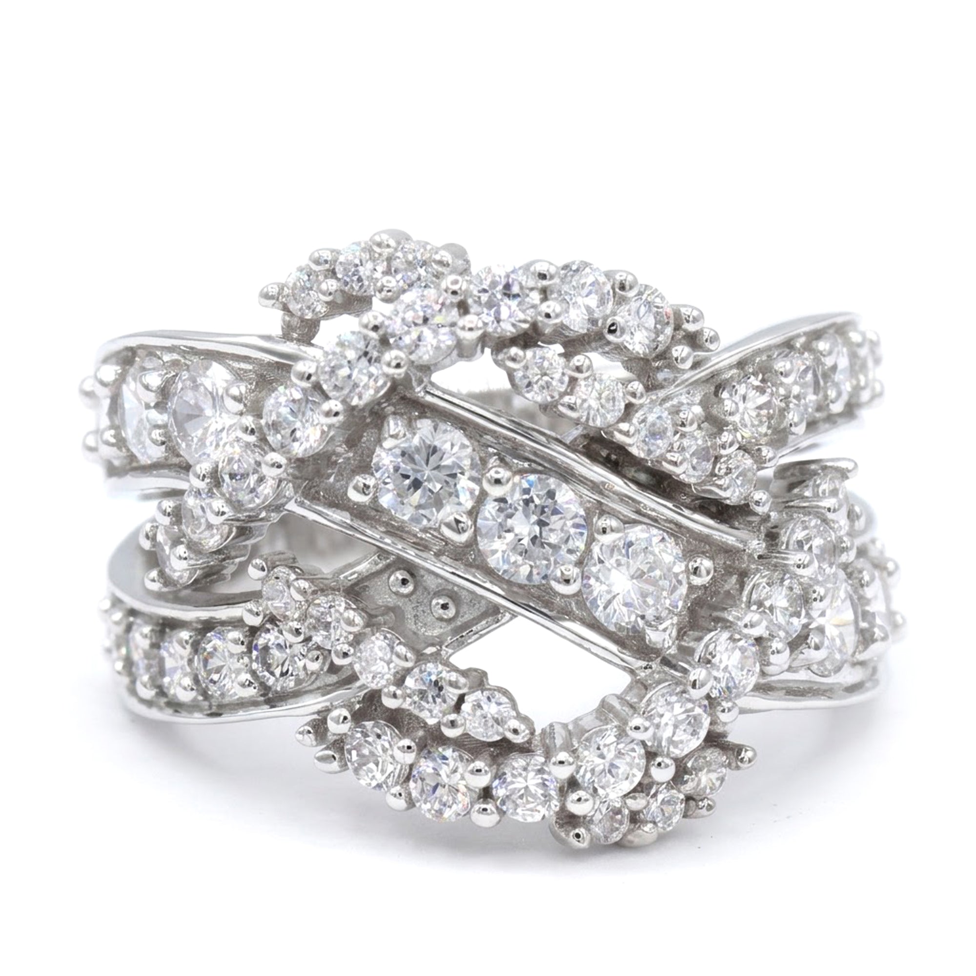 Signity Sterling Silver Cubic Zirconia Bypass Ring CANNOT BE RESIZED