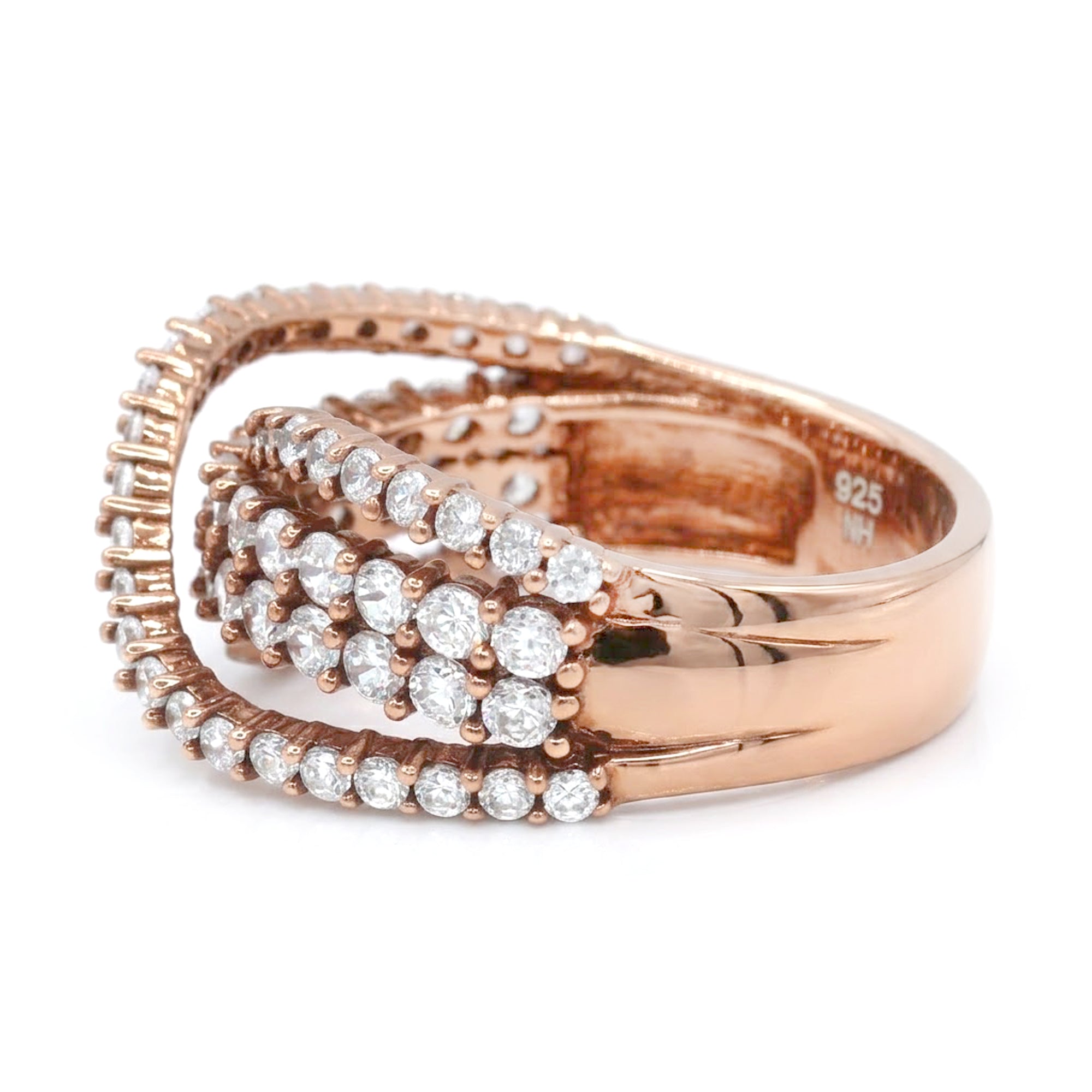 Bague Signity en argent sterling avec oxydes de zirconium ronds et baguettes - NE PEUT PAS ÊTRE REDIMENSIONNÉE.