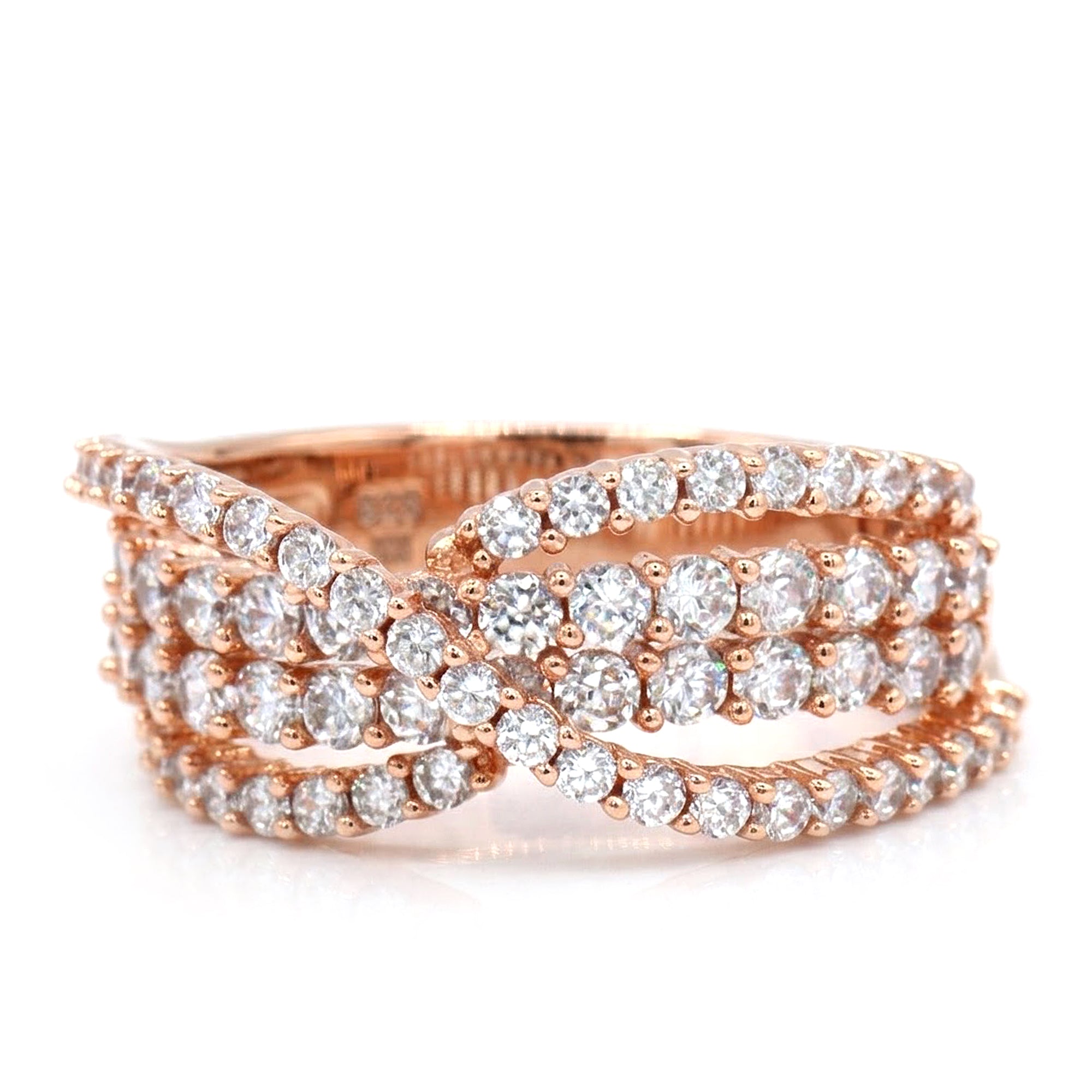 Bague Signity en argent sterling avec oxydes de zirconium ronds et baguettes - NE PEUT PAS ÊTRE REDIMENSIONNÉE.