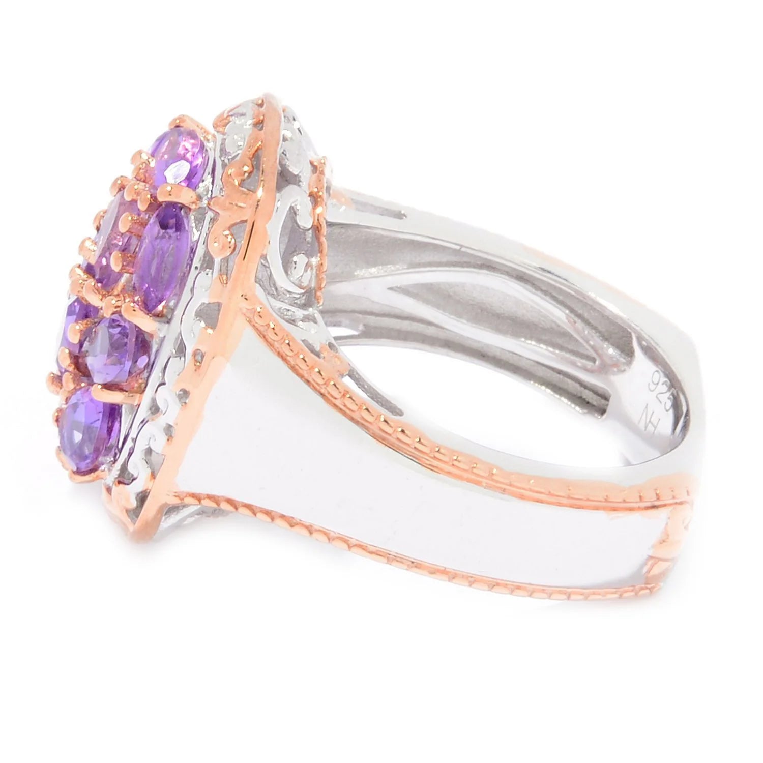 Gems en Vogue 1.70ctw Brazilian Amethyst Cluster Ring