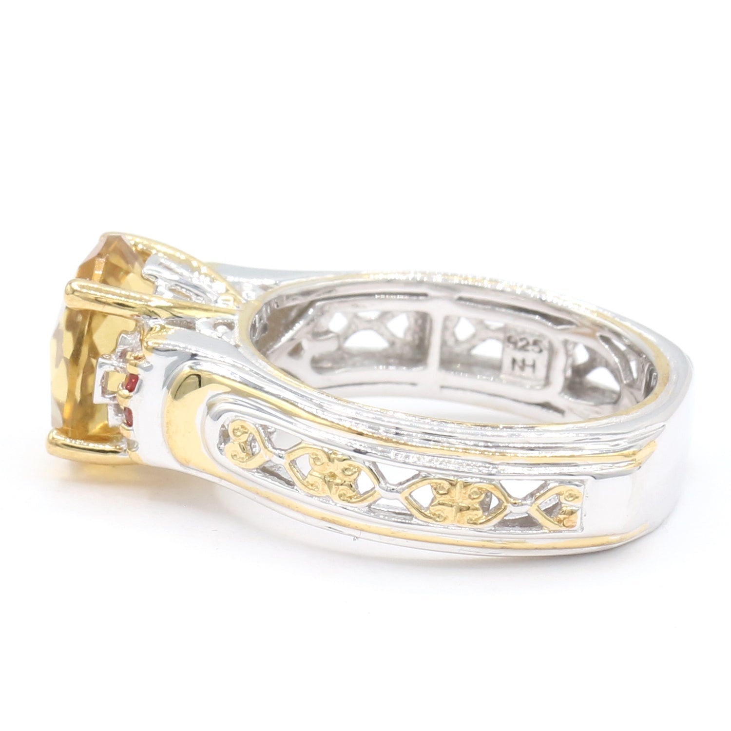 Gems en Vogue 2.51ctw Zambian Citrine & Dark Orange Sapphire Ring