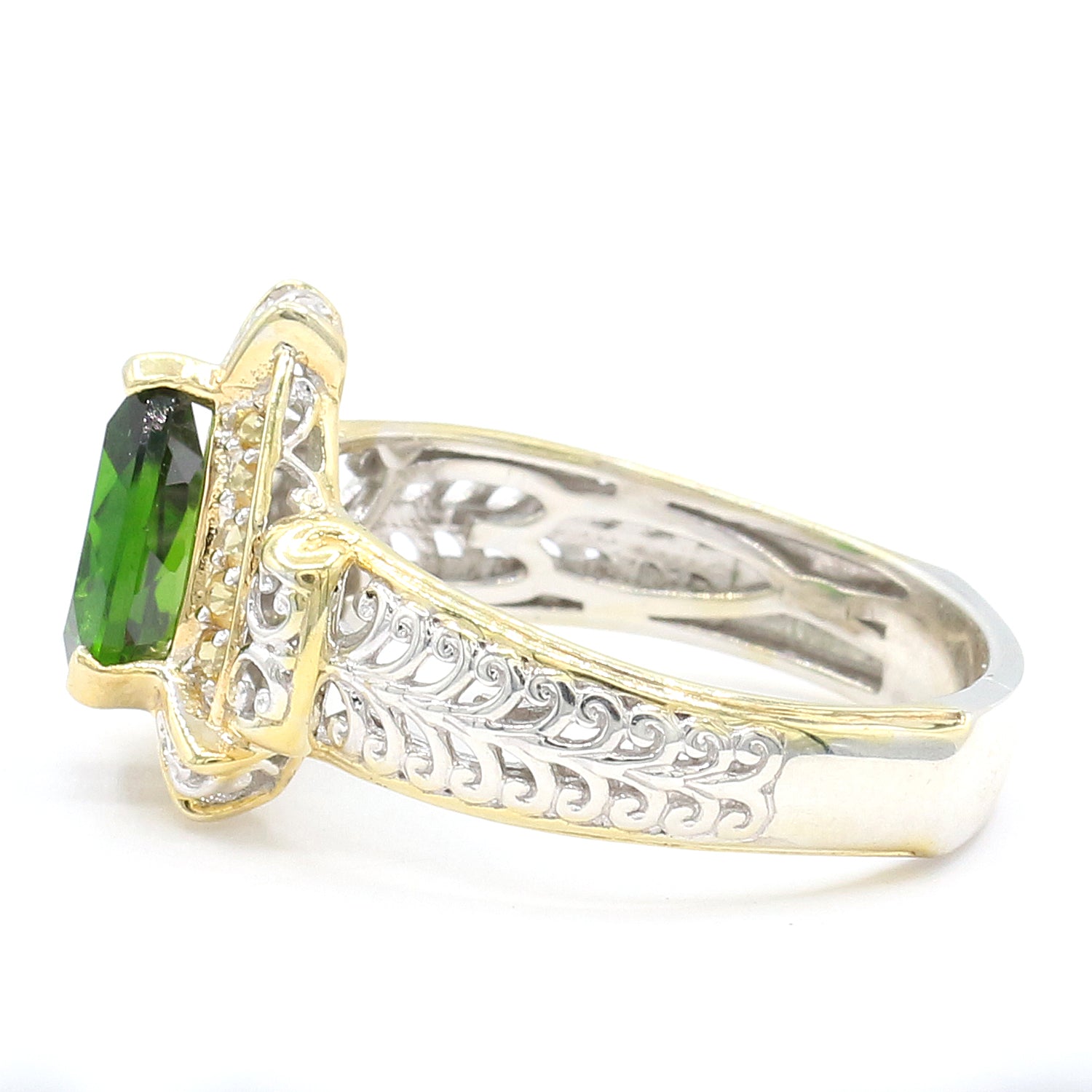 Gems en Vogue 2.28ctw Chrome Diopside & Yellow Sapphire Ring