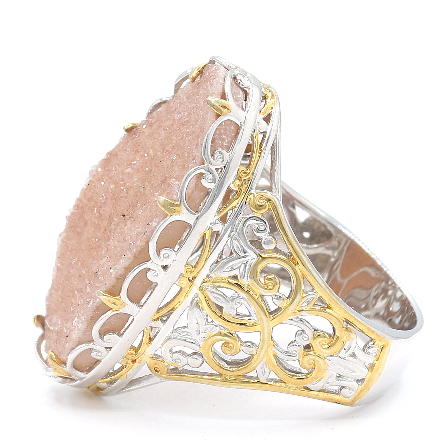 Gems en Vogue Oval Citrine Druzy Ring