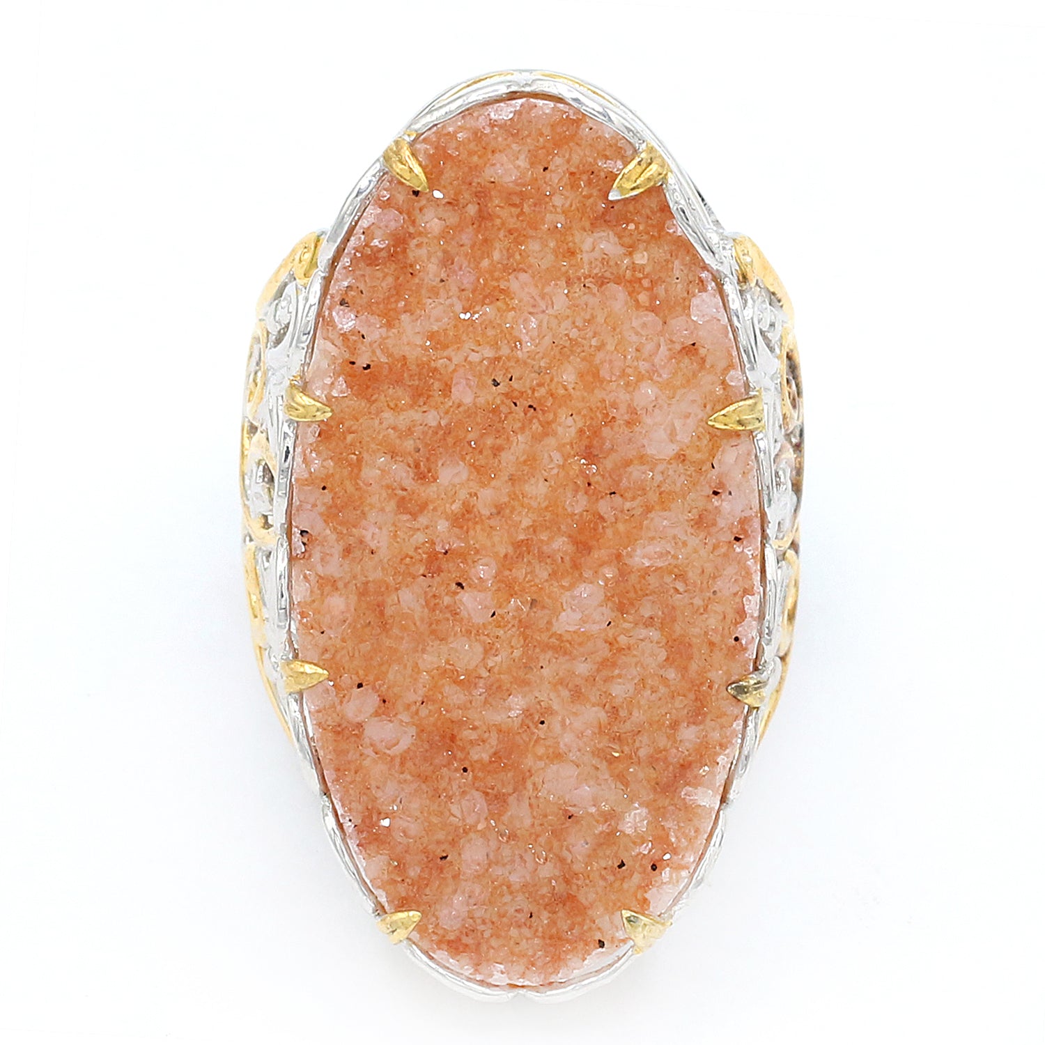 Gems en Vogue Oval Citrine Druzy Ring
